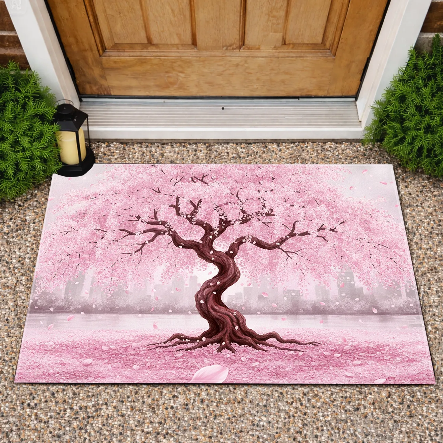 Weeping Cherry Blossom Tree Sakura Falling Petals - Spring Home Decor Gift Doormat - 1