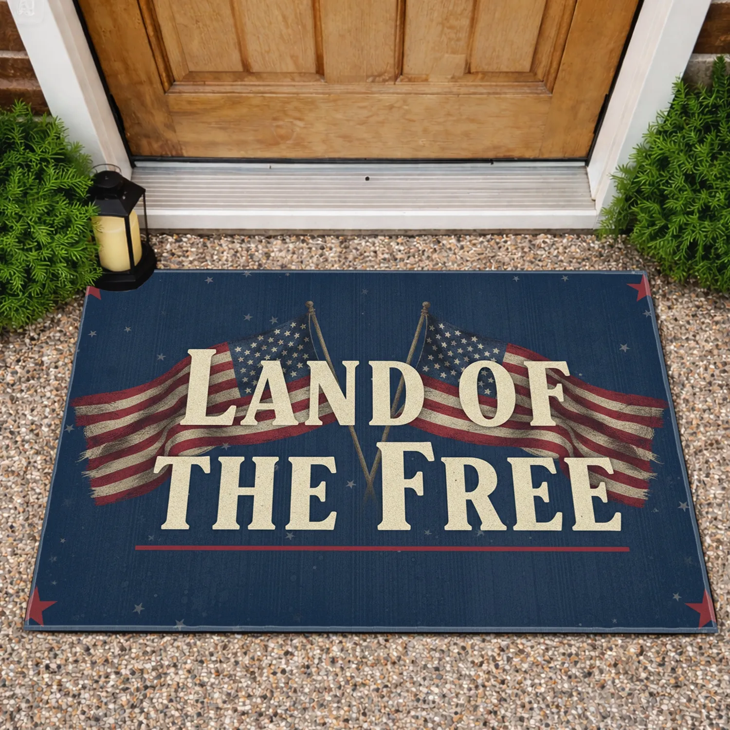 Land of the Free American Flags - Independence Day Gift for Veterans Doormat - 1