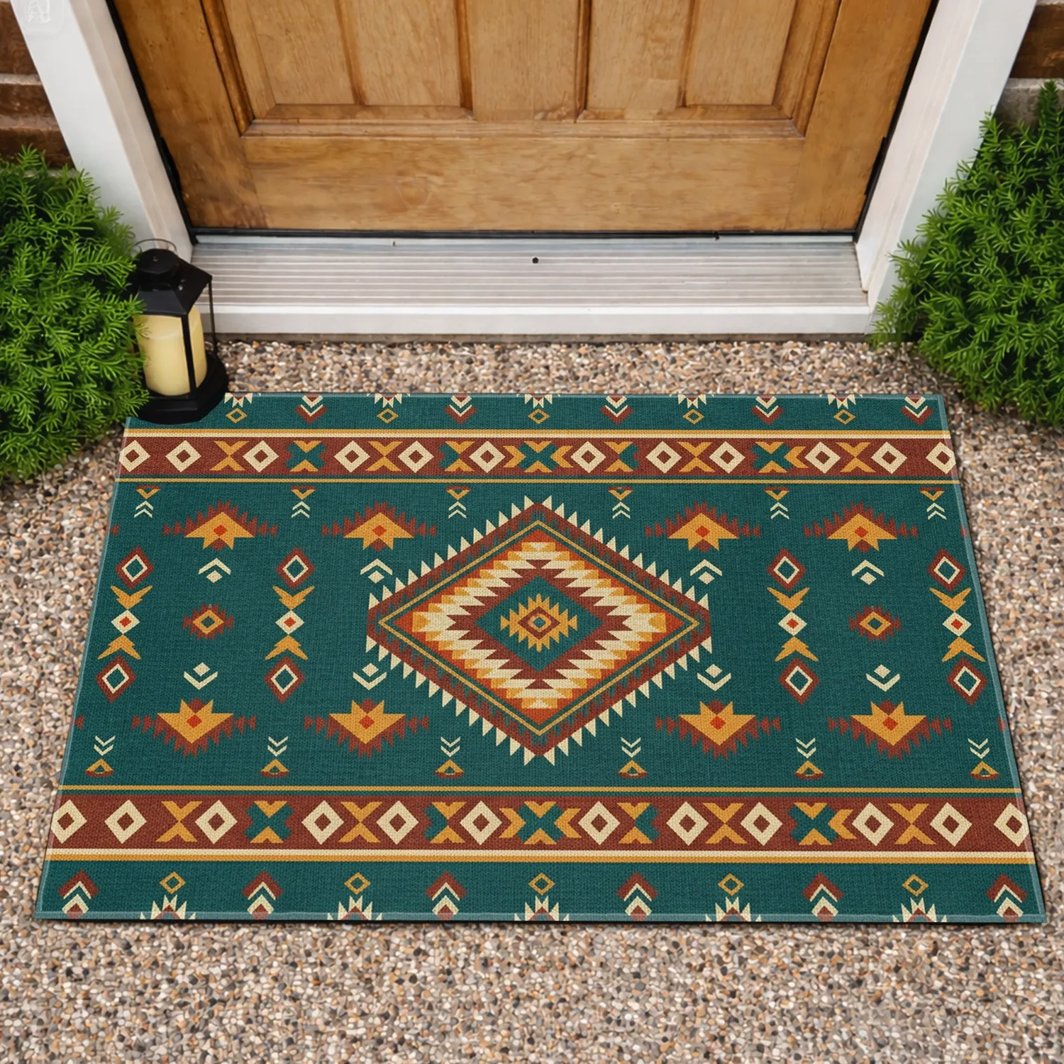 Southwestern Navajo Tribal Diamond Zigzag Arrow Weaving - Home Decor Gift Doormat - 1
