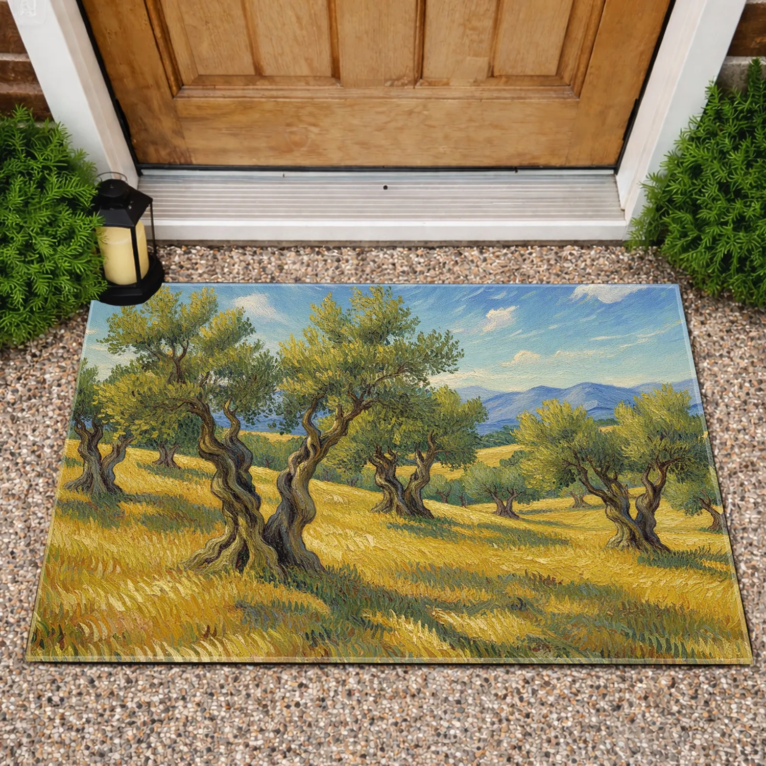 Mediterranean Olive Grove Golden Hillside - Home Decor Gift for Garden Lover Doormat - 1