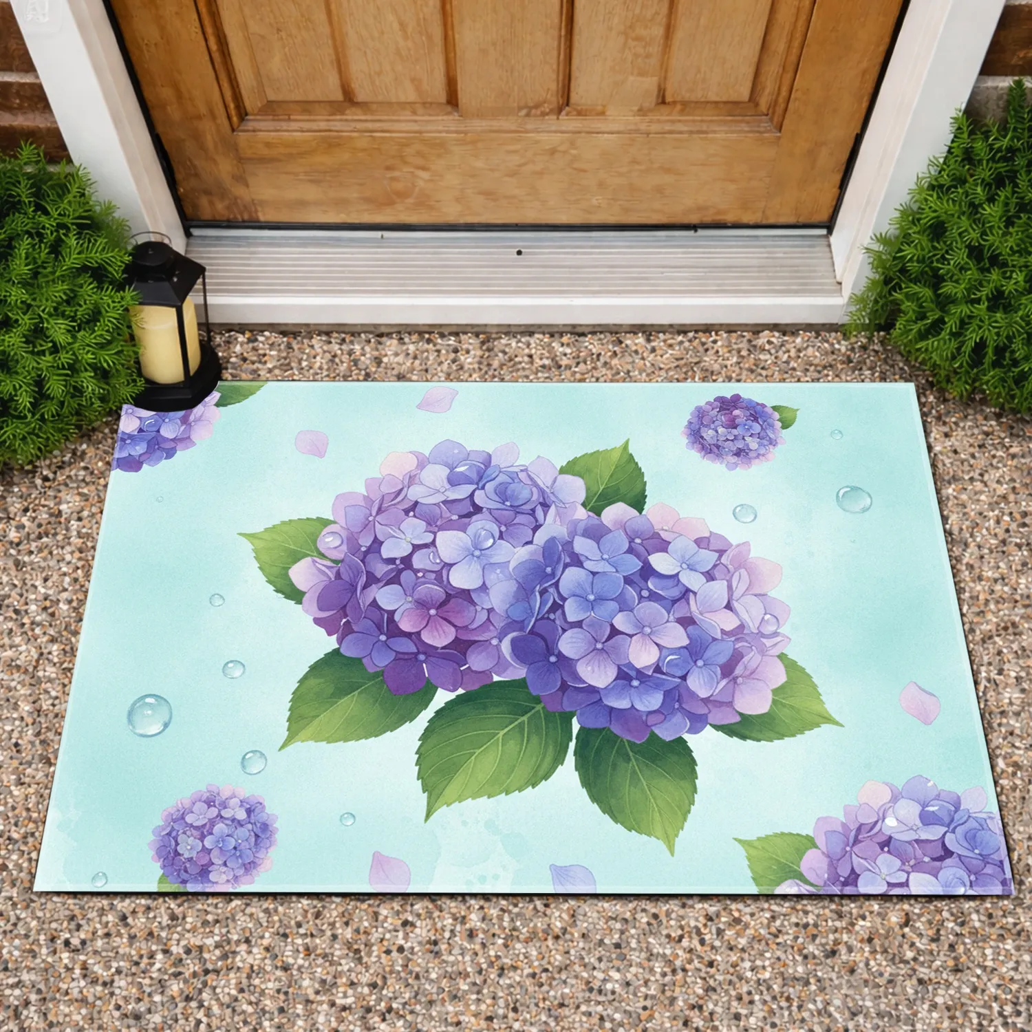 Realistic Hydrangea Water Droplets - Home Decor Gift for Garden Lover Doormat - 1