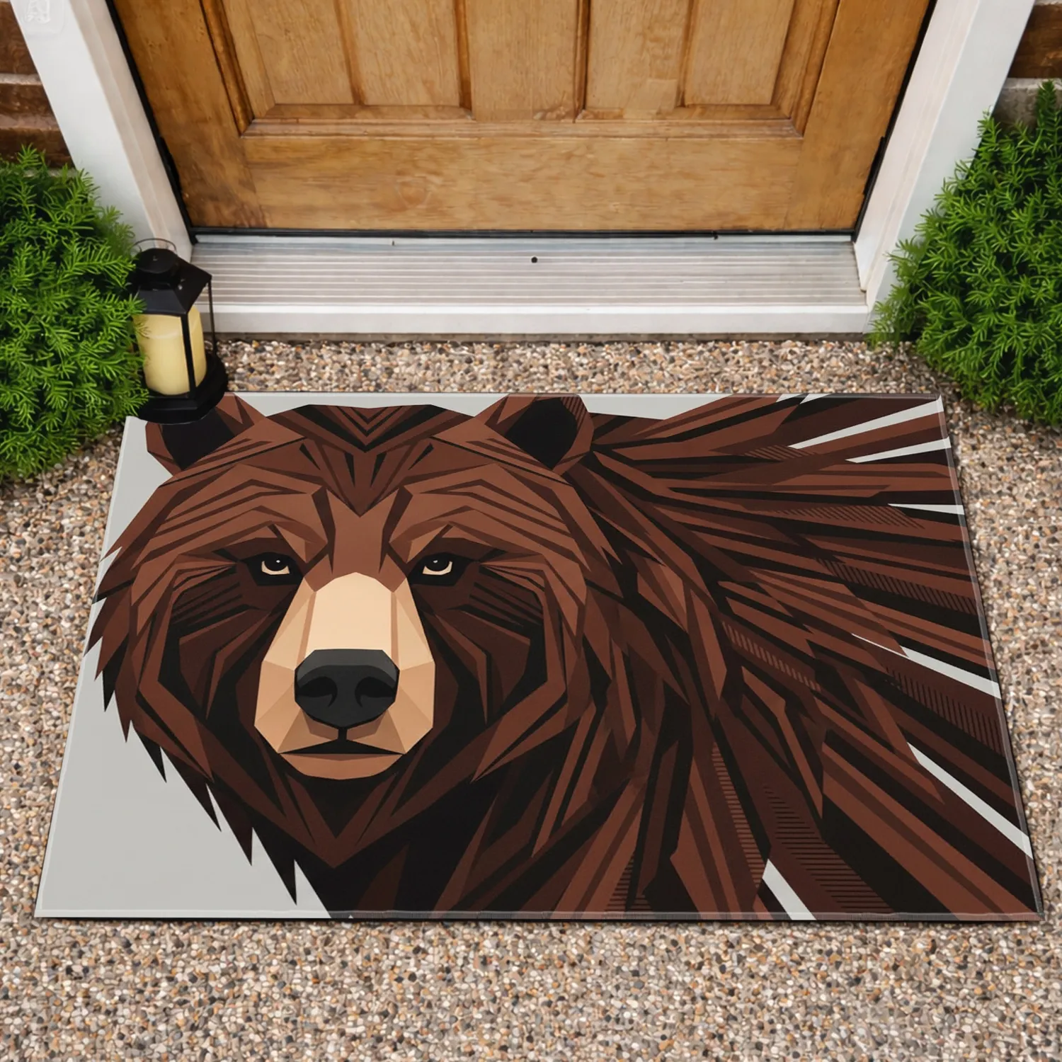 Powerful Angular Bear Face with Prominent Nose - Wildlife Lover Home Decor Gift Doormat - 1