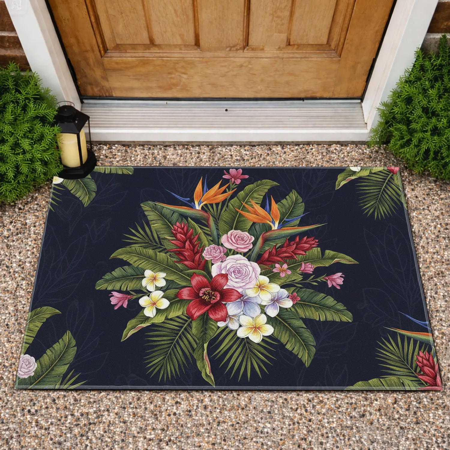 Bird of Paradise Tropical Flowers Botanical Garden - Lush Home Decor Gift Doormat - 1