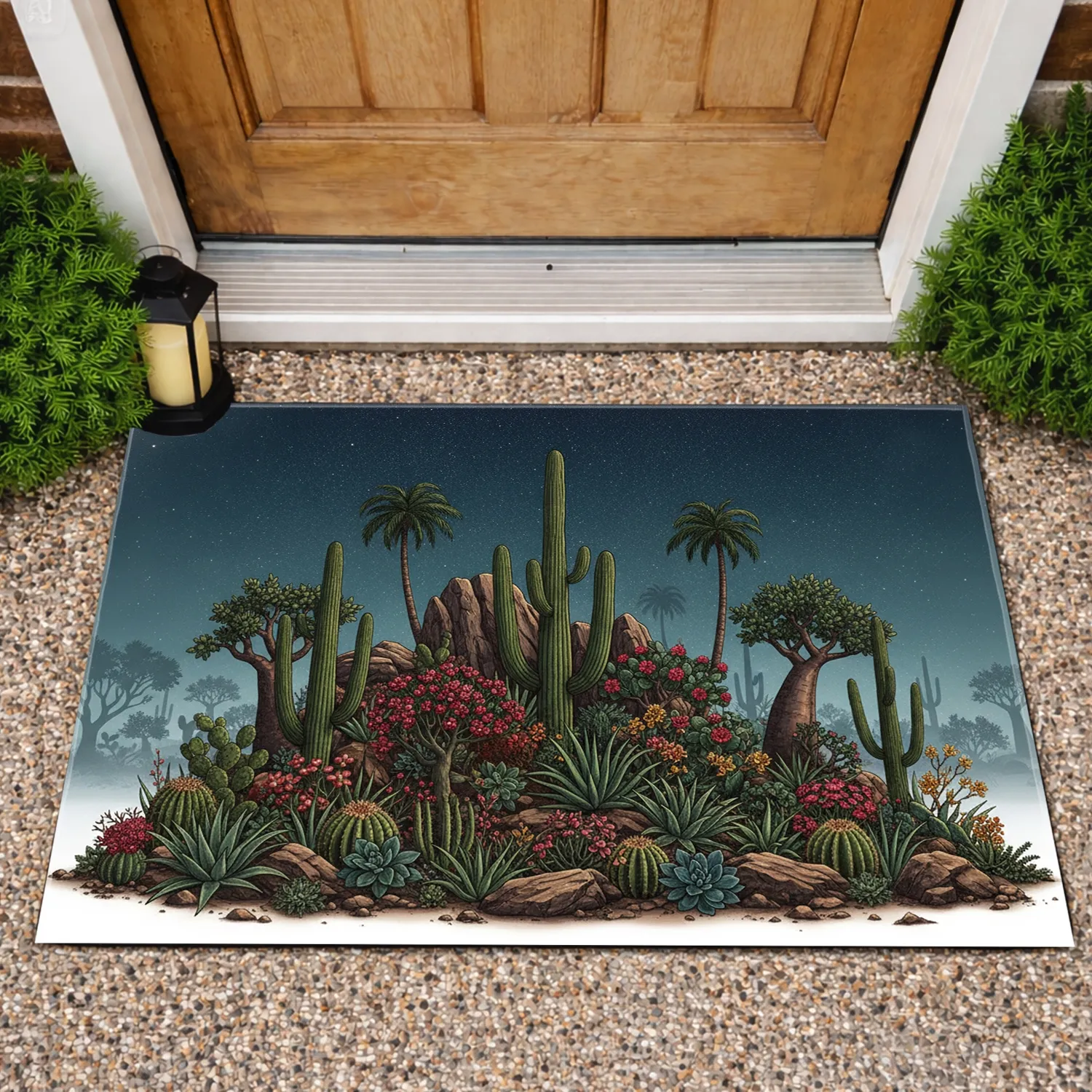 Saguaro Cactus Desert Plants Night - Home Decor Gift Doormat - 1