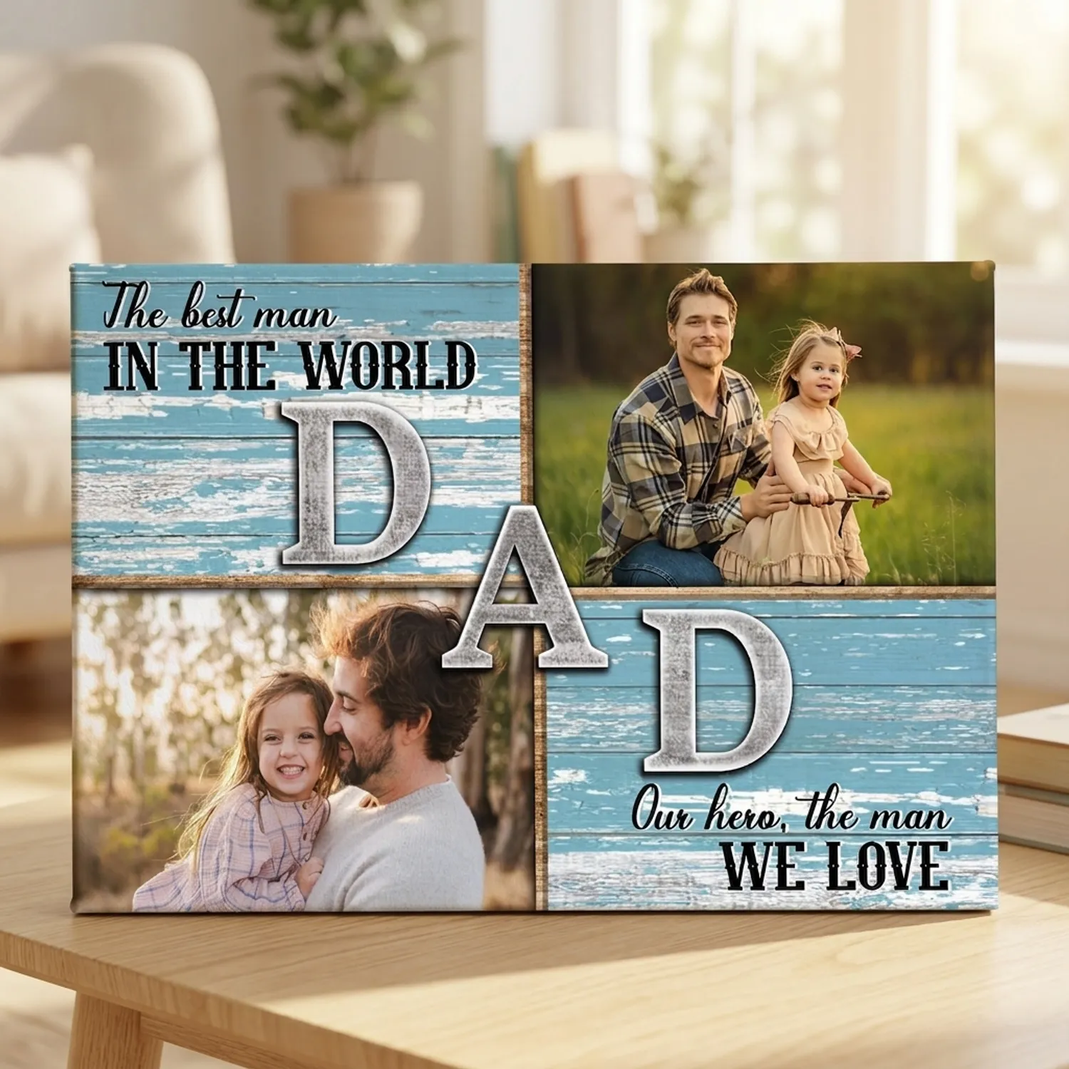 Personalized Canvas Print Custom Photo, New Dad Gift, Father's Day Gift For Dad, The Best Man In The World Wall Art - 1