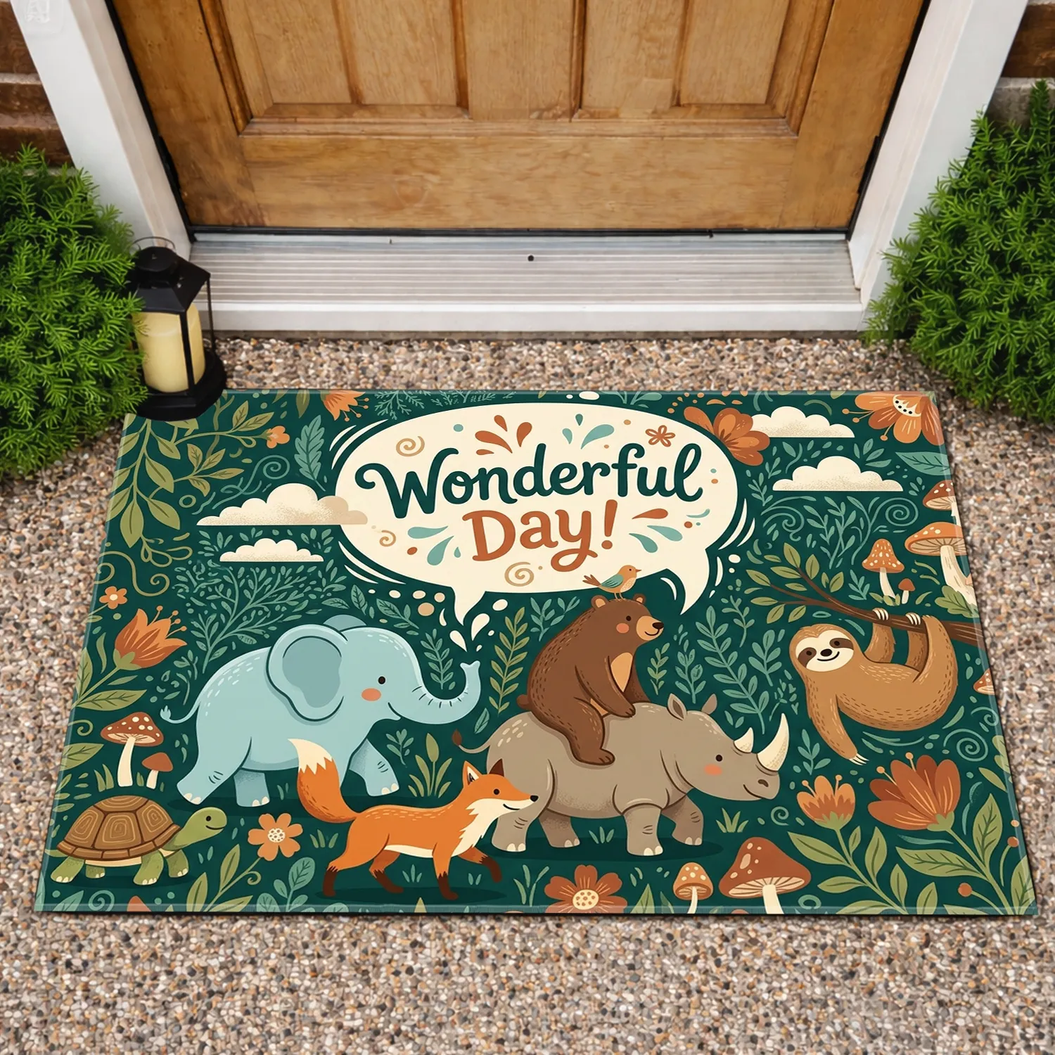 Wonderful Day Forest Animals Parade - Wildlife Lover Home Decor Gift Doormat - 1