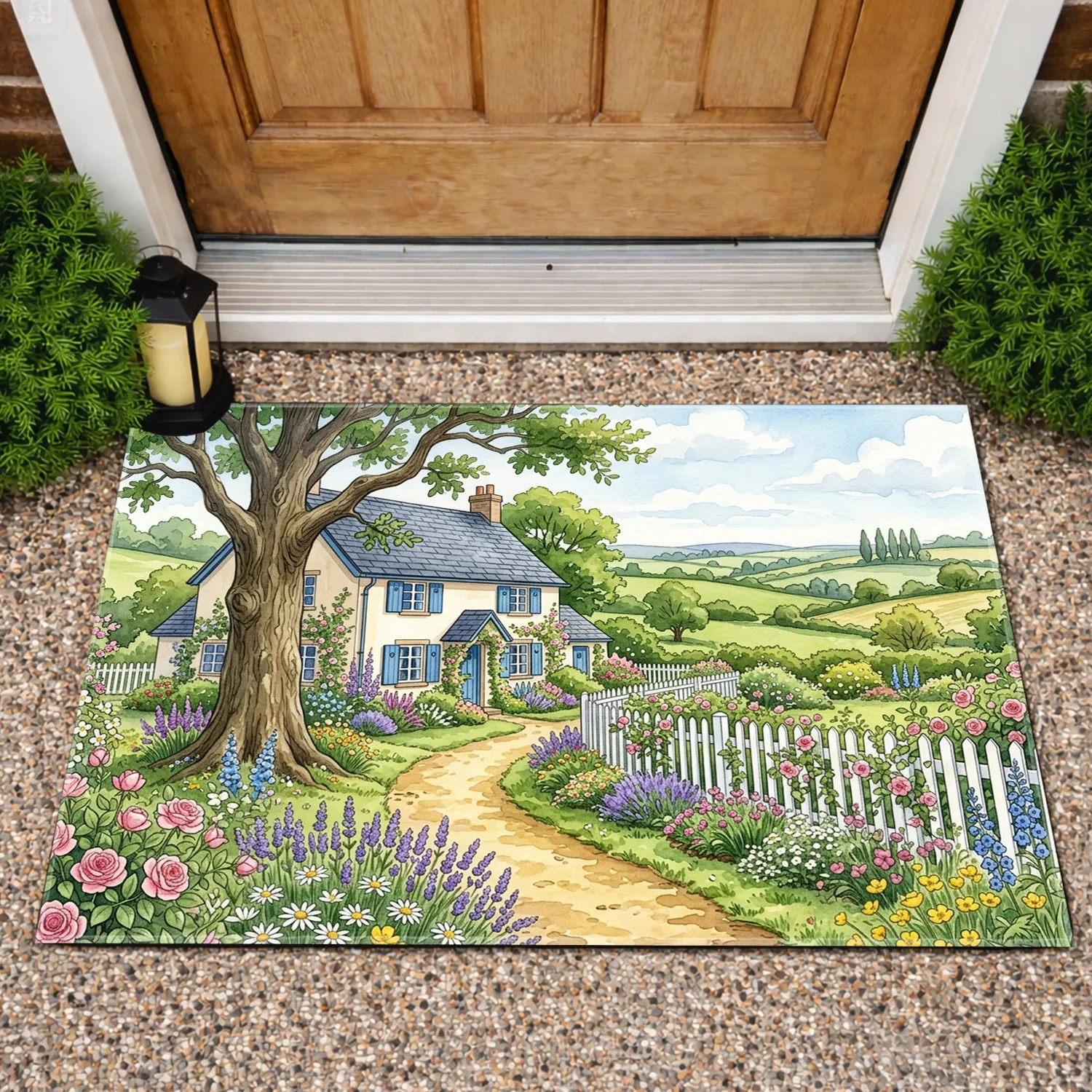 Charming English Countryside Cottage Garden - Home Decor Gift for Garden Lover Doormat - 1