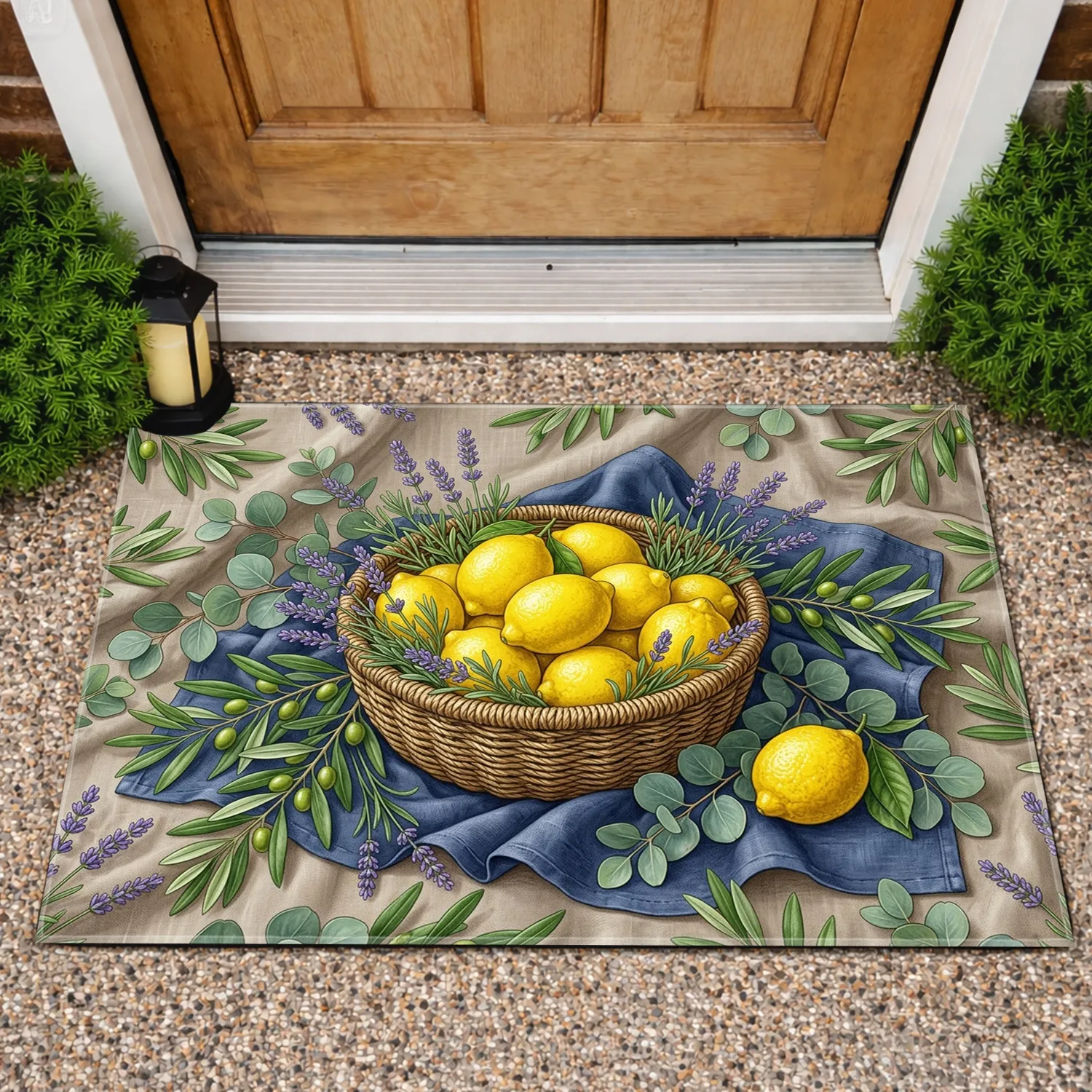Lemons Lavender Eucalyptus Olive Bowl - Farmhouse Home Decor Gift Doormat - 1
