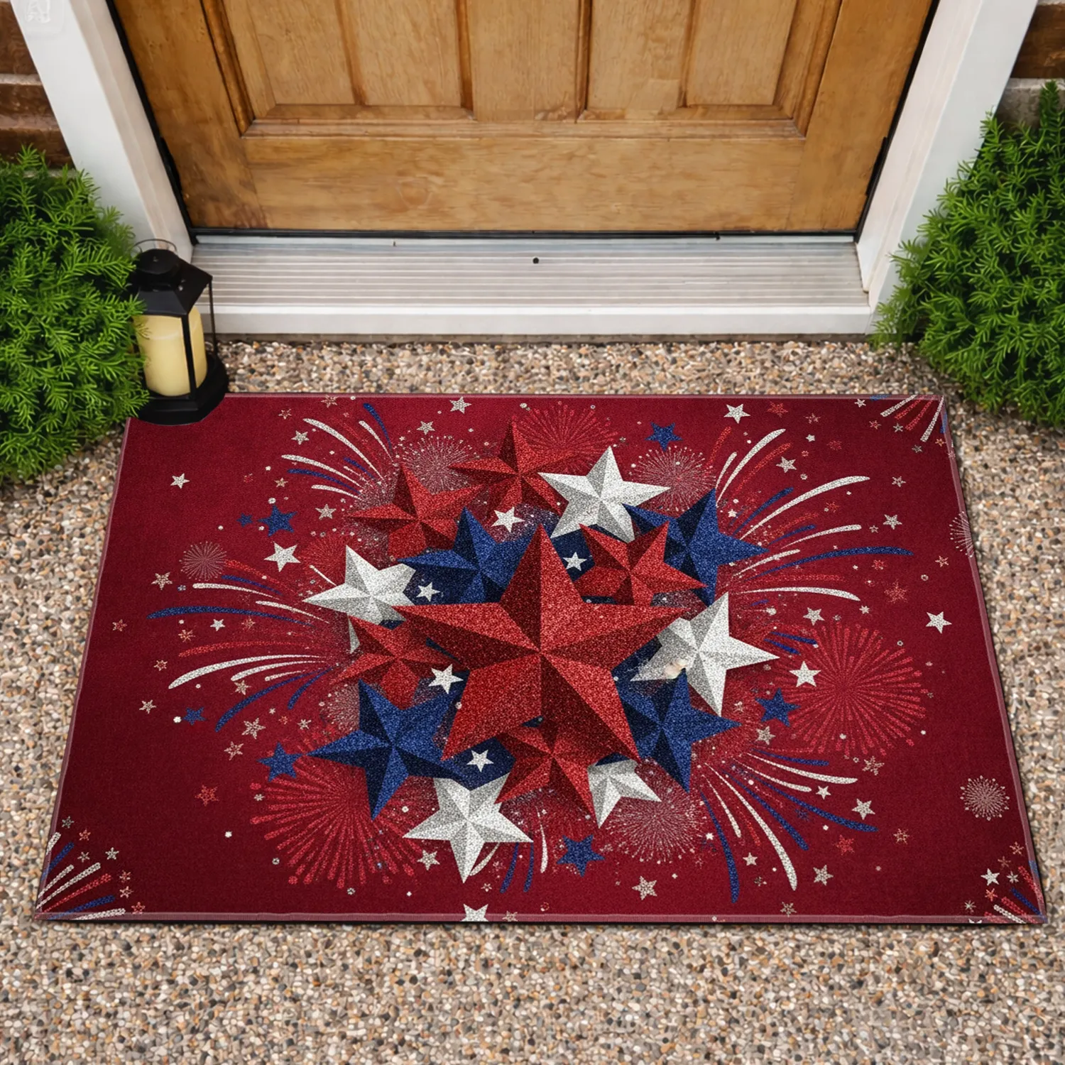 Stars Fireworks Patriotic - Independence Day Gift for Veterans Doormat - 1