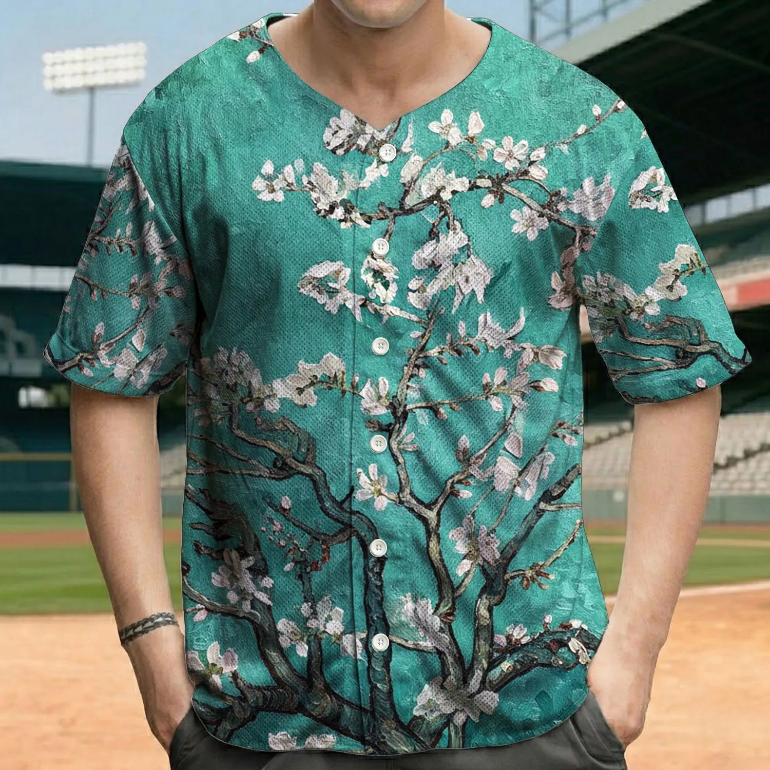 Intertwining Tree Branches Delicate Blossoms - Nature Lover Gift for Garden Enthusiasts Baseball Jersey - 1