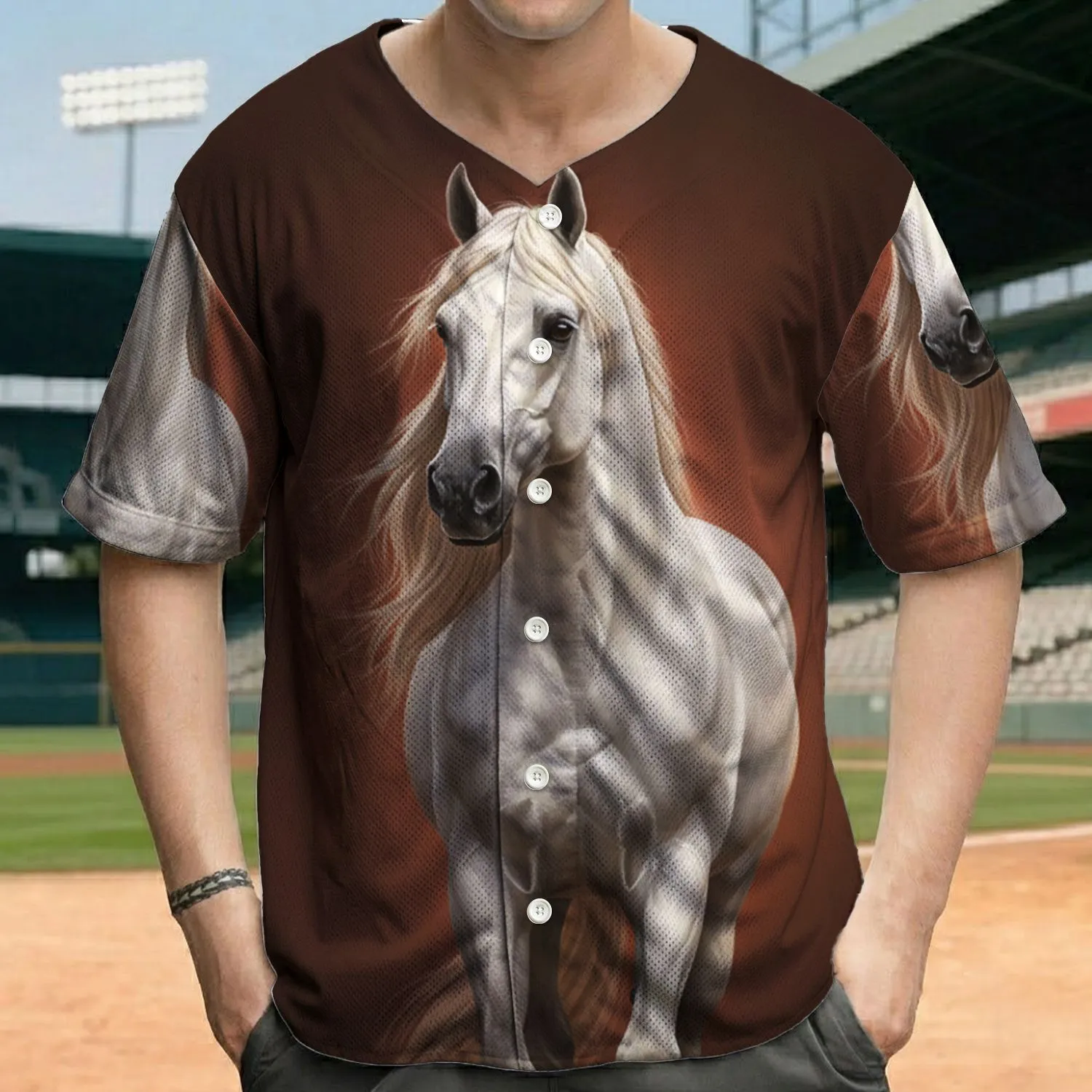 Majestic White Horse - Wildlife Lover Gift for Horse Enthusiast Baseball Jersey - 1