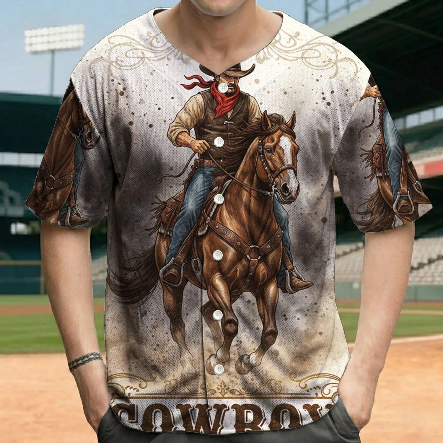 Heroic Cowboy Horse Western Ride - Lifestyle Gift for Riders Baseball Jersey - 1