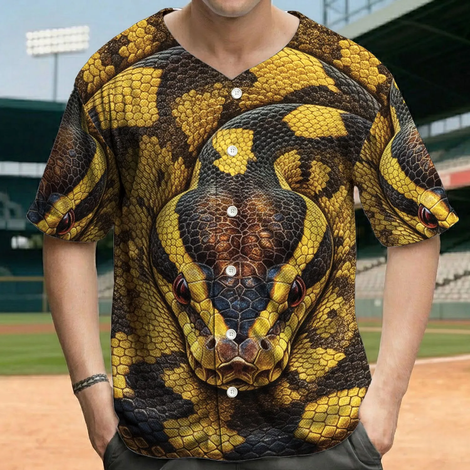 Python Boa Constrictor Coiled Portrait - Wildlife Snake Lover Gift for Reptile Enthusiasts Baseball Jersey - 1