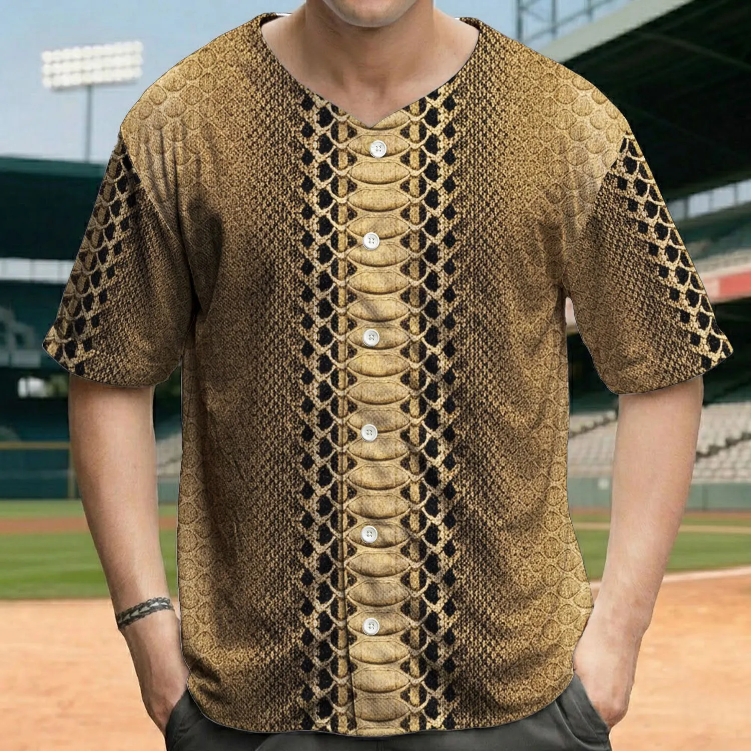 Natural Python Snake Skin Scales Texture - Exotic Animal Lover Gift Baseball Jersey - 1