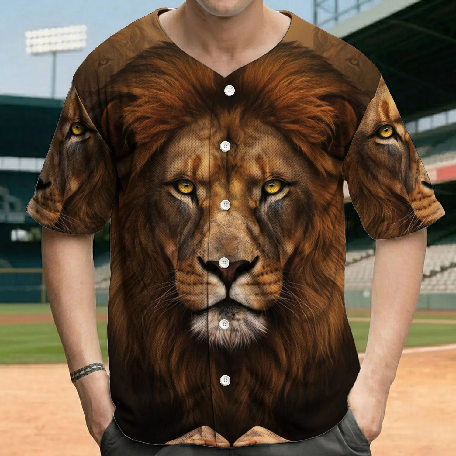 Majestic Lion Head Heart Hands Wild Animal - Nature Wildlife Lover Gift Baseball Jersey - 1