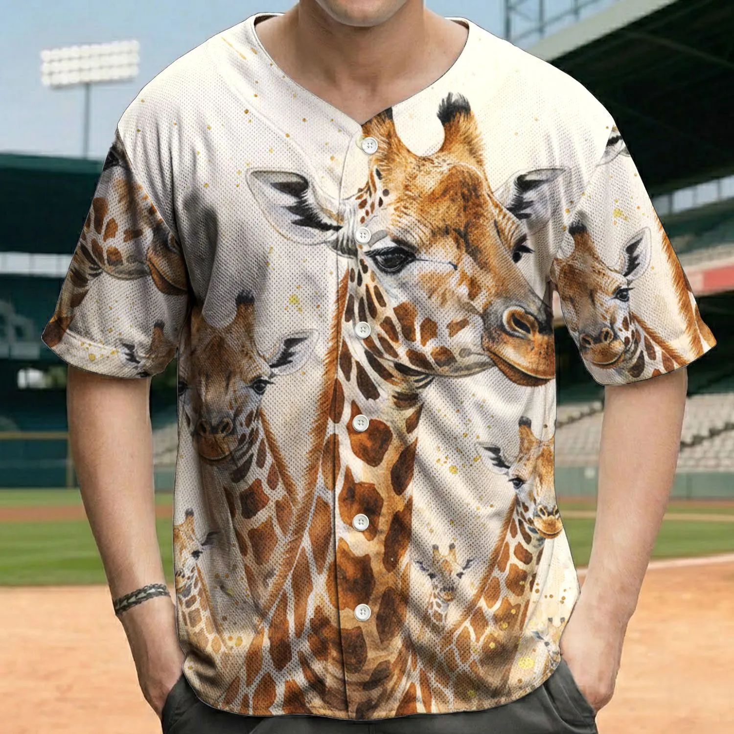 Majestic Giraffe Heads Spotted Wildlife - Wildlife Lover Gift Baseball Jersey - 1