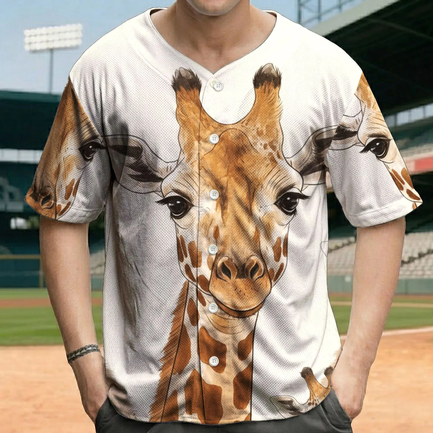 Giraffe Head Neck Spotted Wildlife Lover Gift for Giraffe Lover Baseball Jersey - 1