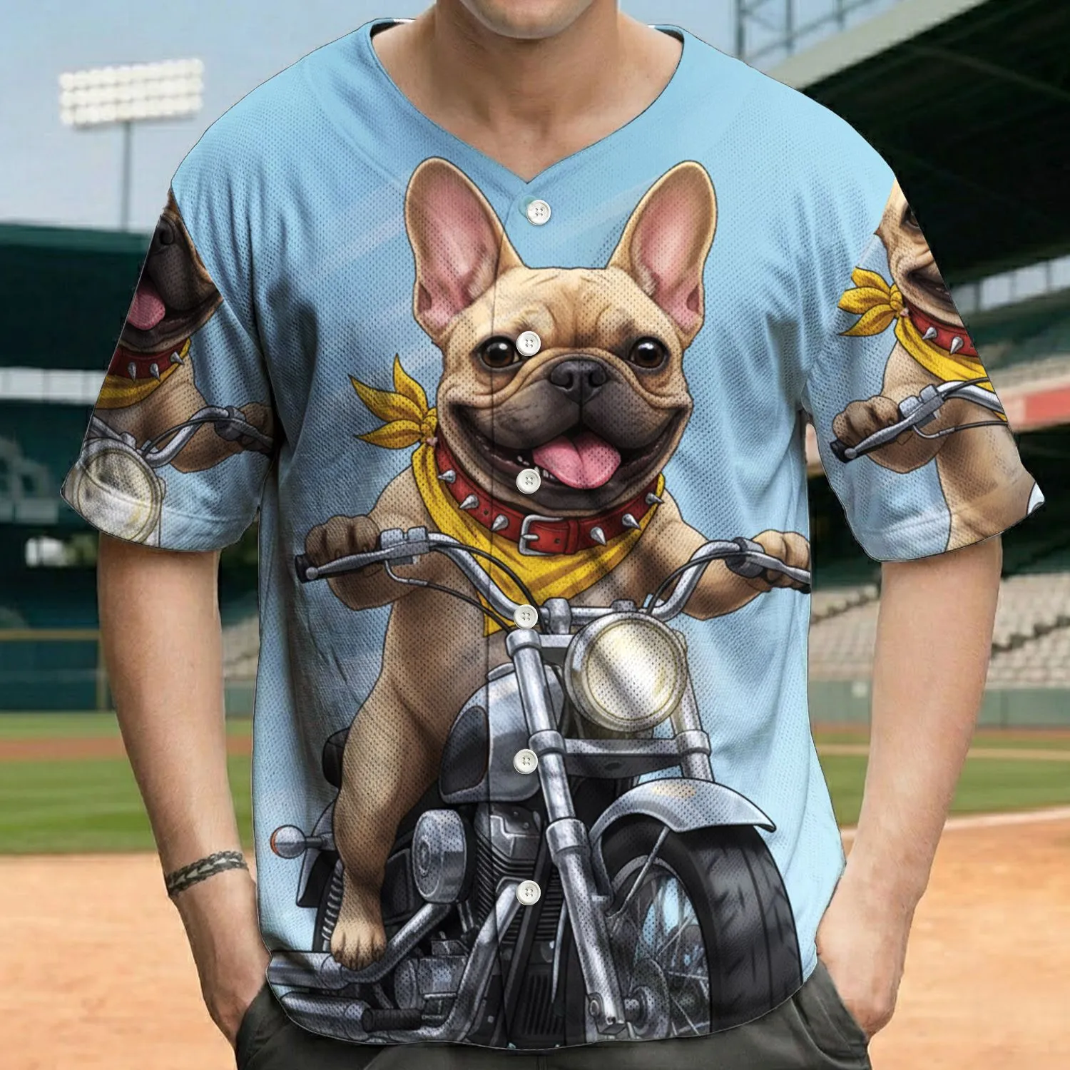 French Bulldog Bandana Vintage Cruiser Motorcycle Ride - Dog Lover Gift for Dog Owners Baseball Jersey - 1