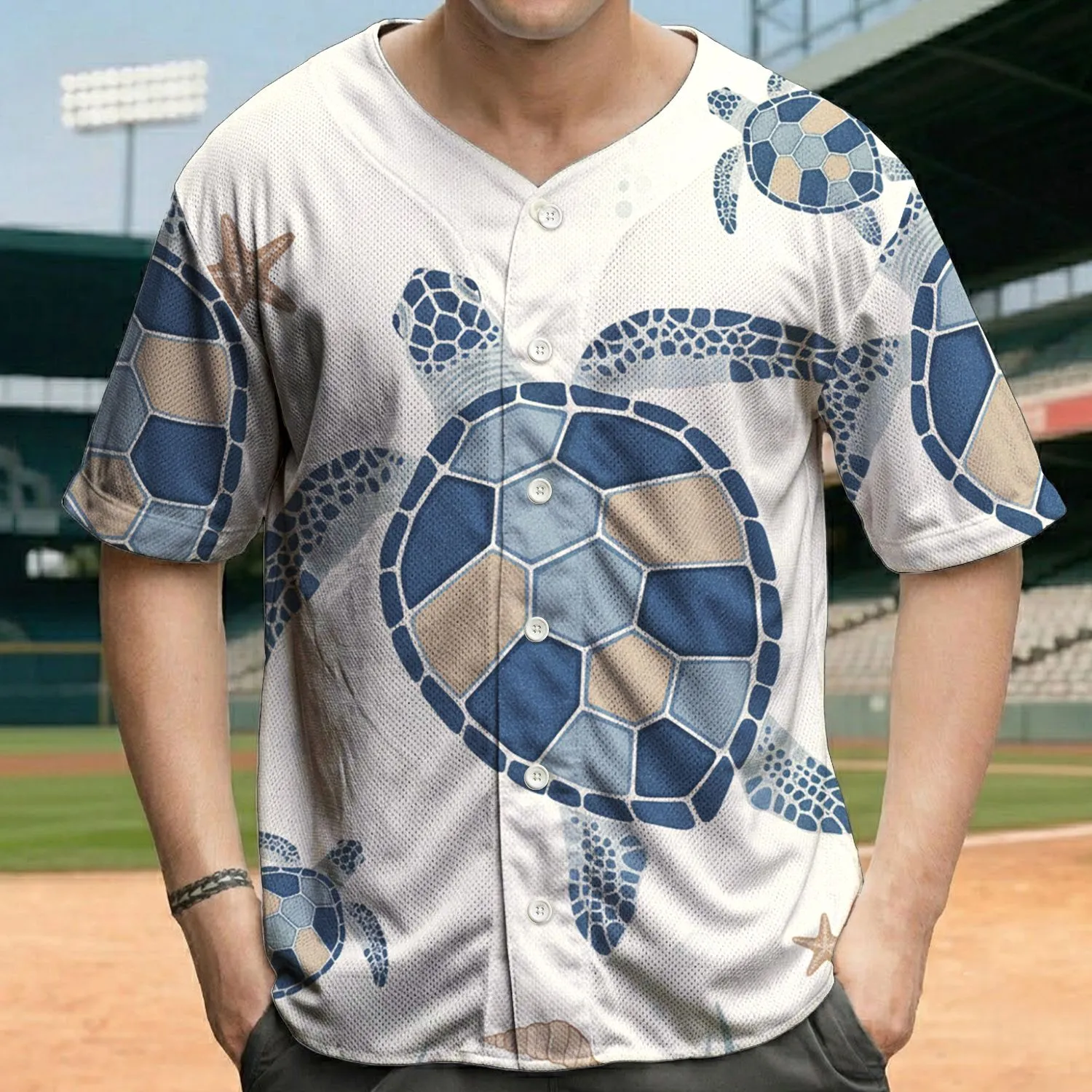 Majestic Sea Turtle Starfish Seashells Ocean Life Lover Gift Baseball Jersey - 1