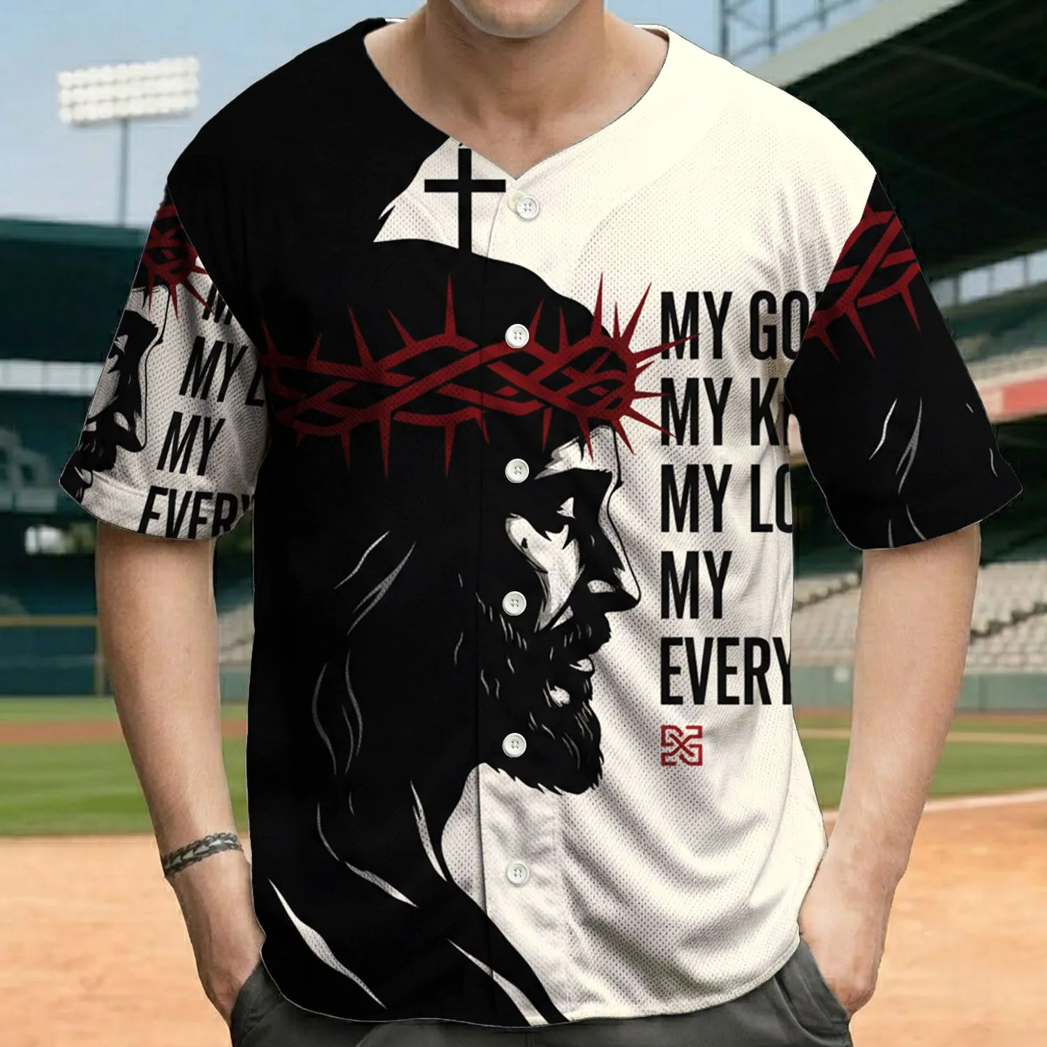 Christ-like Profile Thorny Crown My God My King - Spiritual Gift for Believers Baseball Jersey - 1