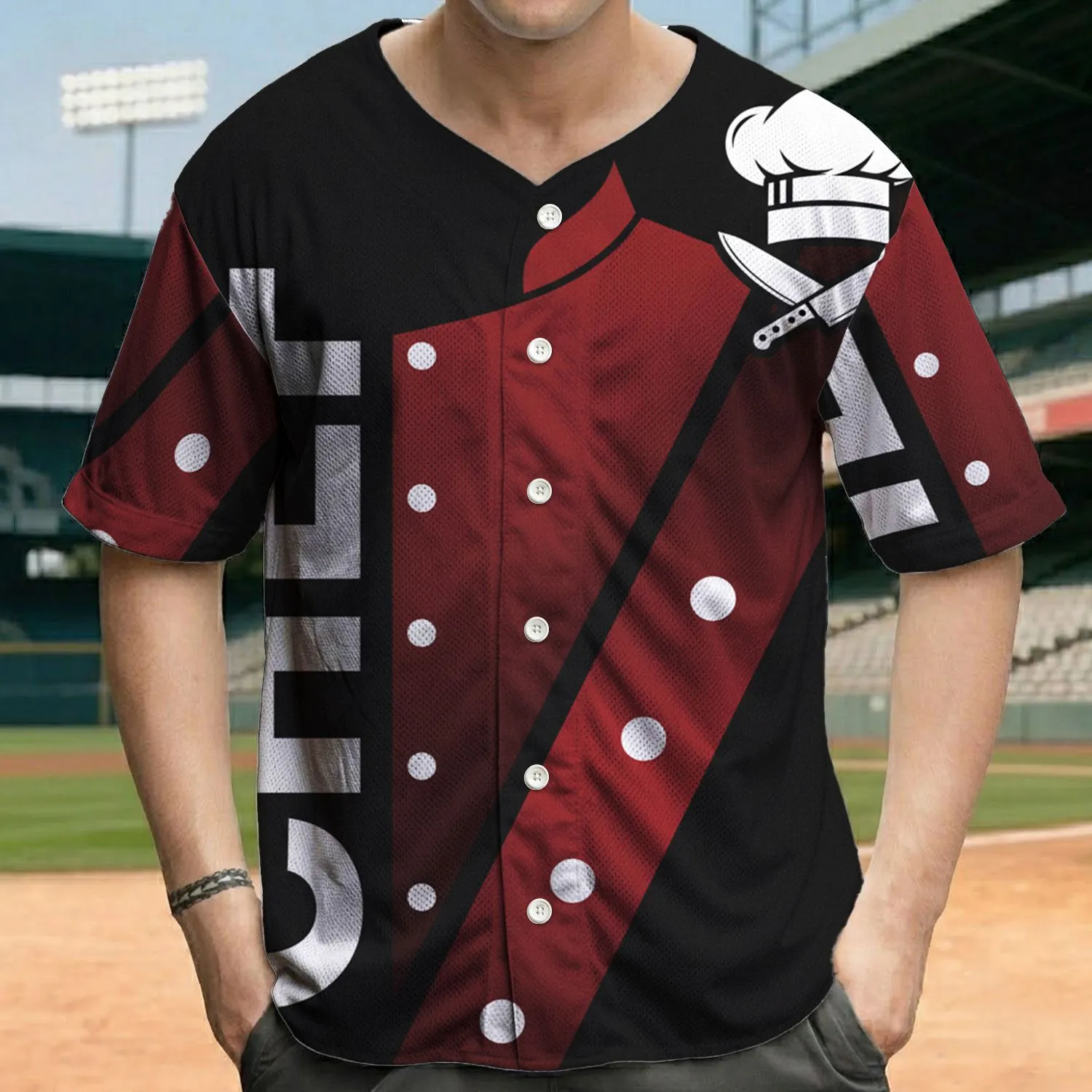 Chef Hat Knives Uniform CHEF Word - Culinary Lifestyle Gift for Cook Baseball Jersey - 1
