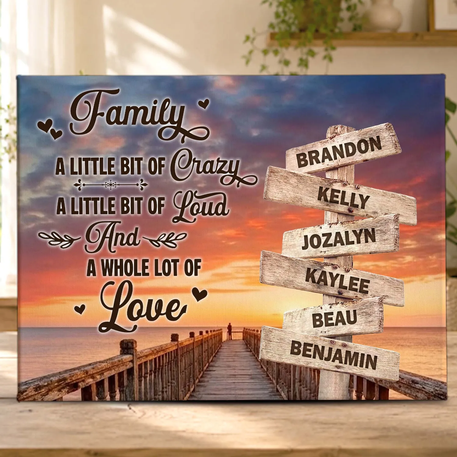 Personalized Family Street Sign Canvas, Custom Multi Name Wall Art, Sunrise Landscape Print, Housewarming Gift for Parents, Home Decor - 1