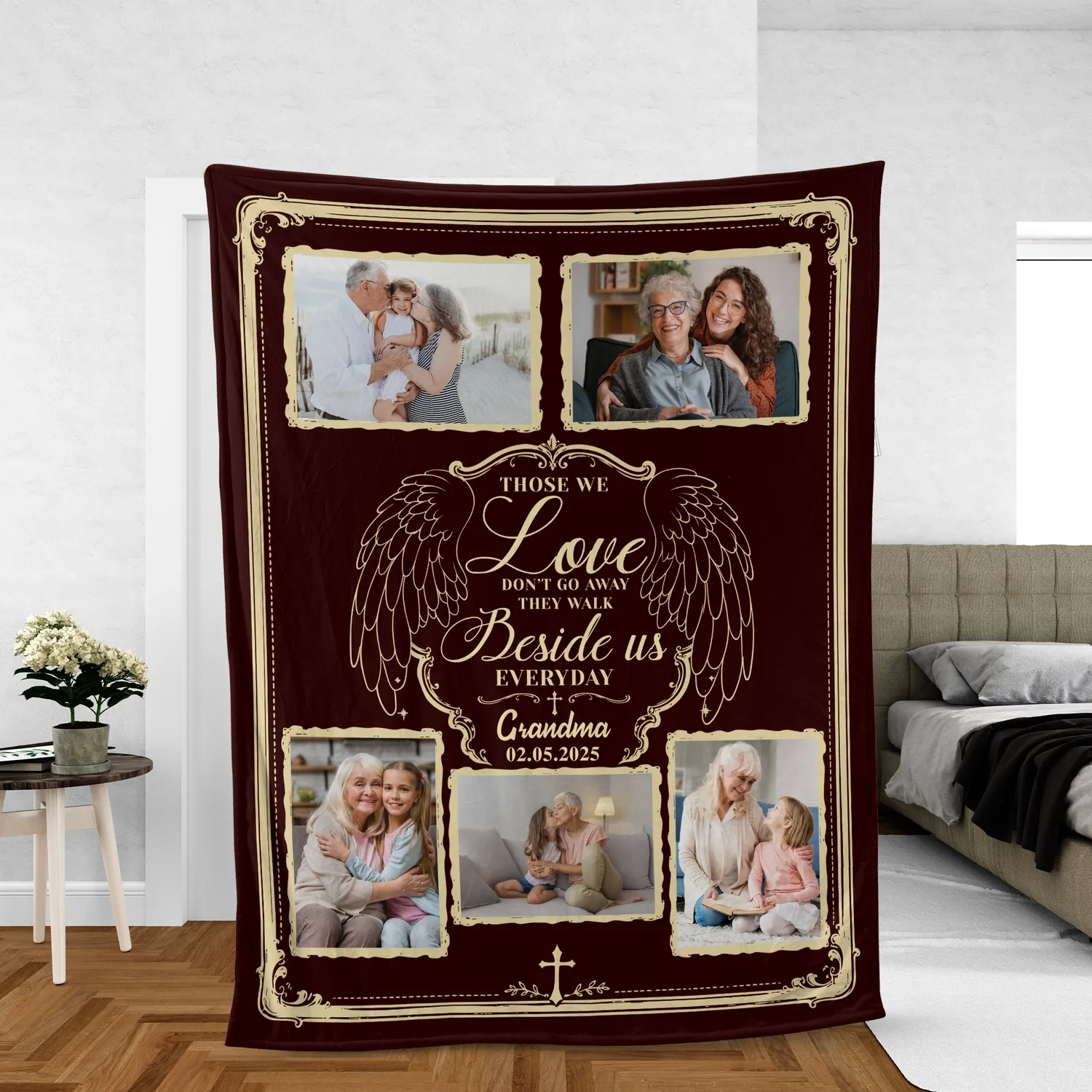 Custom Memorial Photo Blanket, Personalized Sympathy Gift for Loss of Loved One - 1