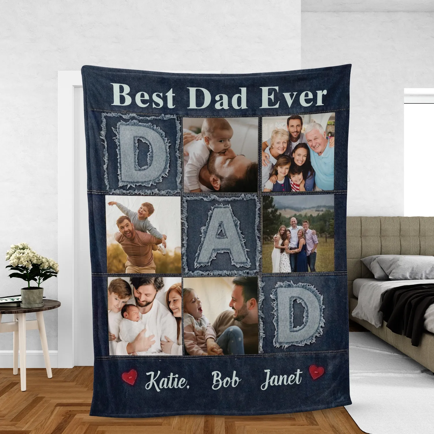 Personalized Dad Blanket, Custom Photo Blanket for Dad, Father's Day Gift, Birthday Gift for Father, Daddy Photo Throw Blanket - 1