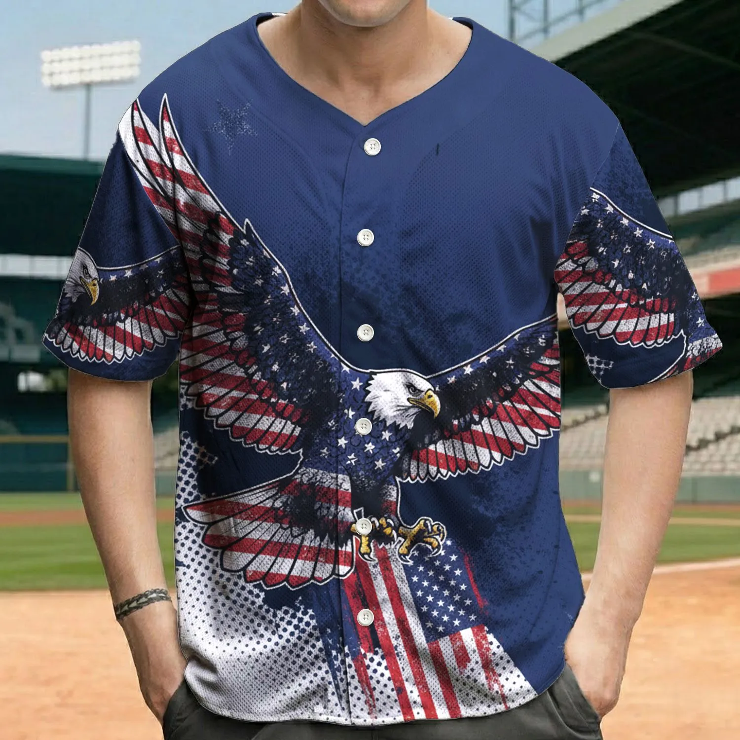 Bald Eagle American Flag - Independence Day Celebration Gift for Veterans Baseball Jersey - 1