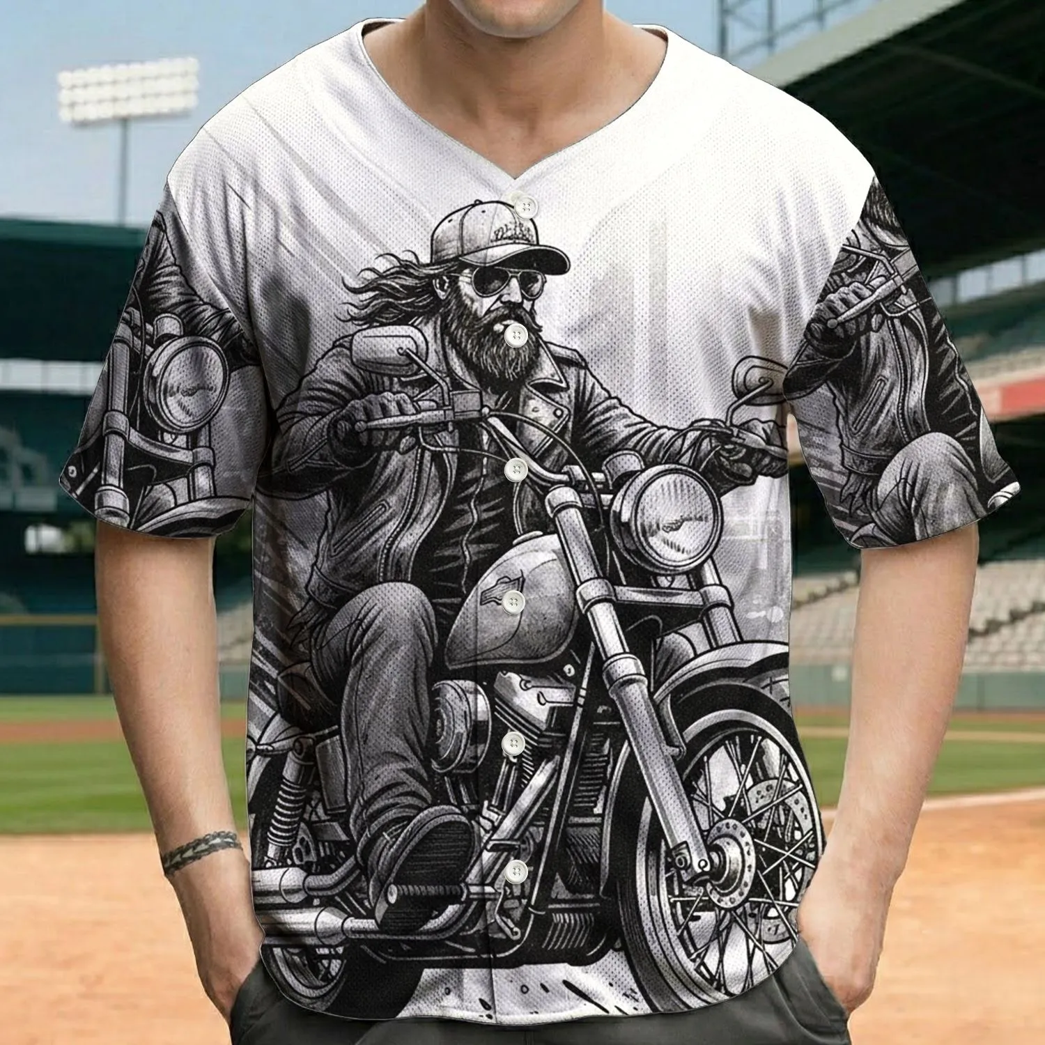 Rugged Biker Classic Cruiser Motorcycle - Biker Lifestyle Gift for Riders Baseball Jersey - 1
