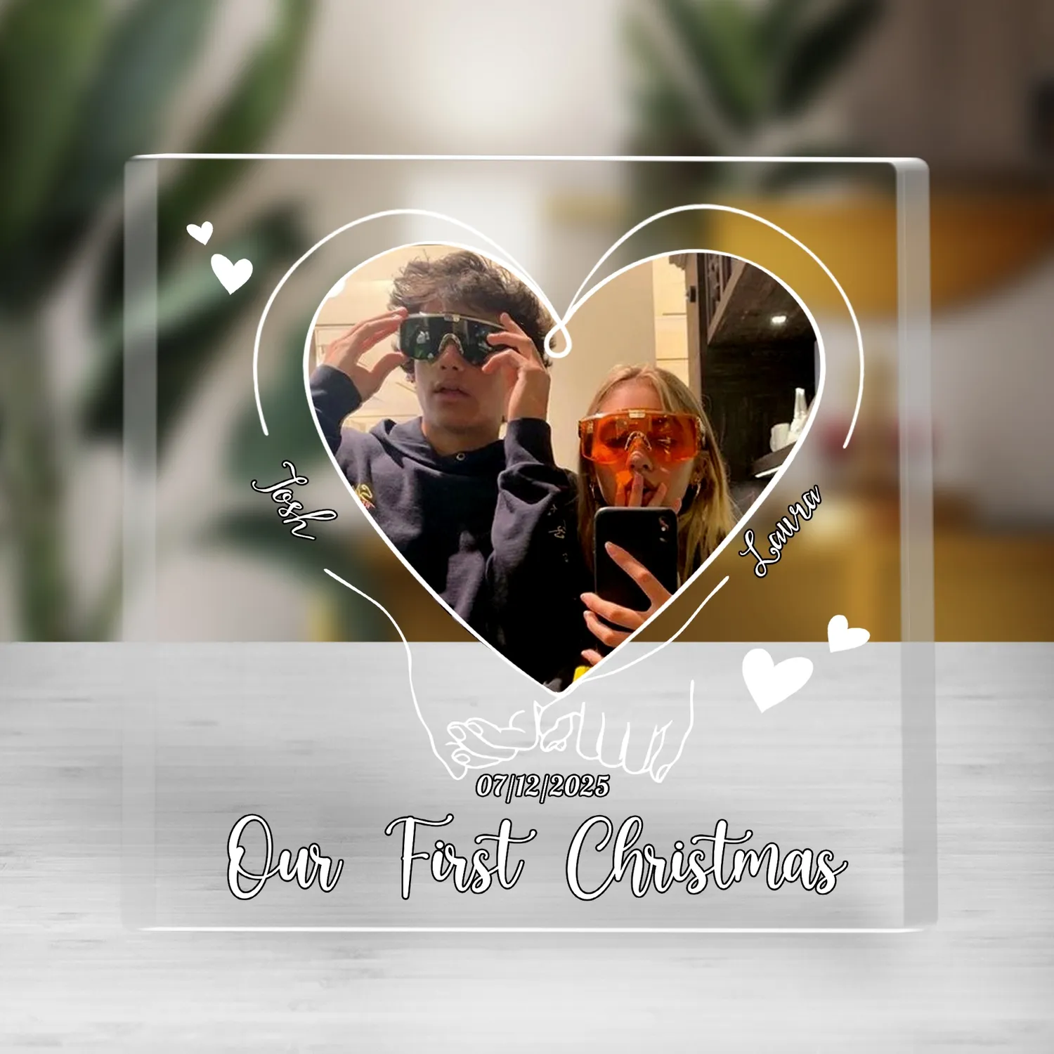 Custom Couple Photo Acrylic Plaque, Personalized Relationship Keepsake Gift - 1