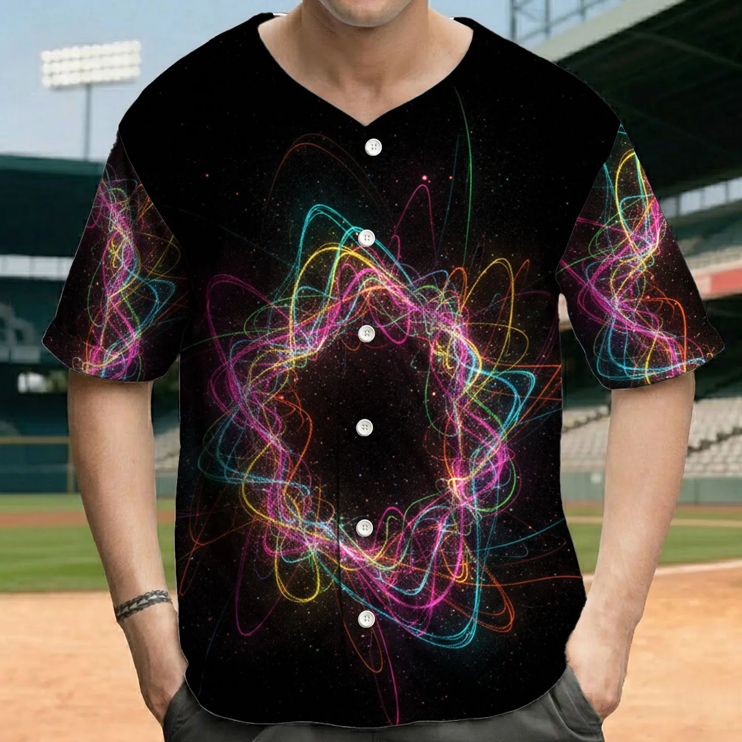 Light Trails Particles - Party Night Out Gift Baseball Jersey - 1