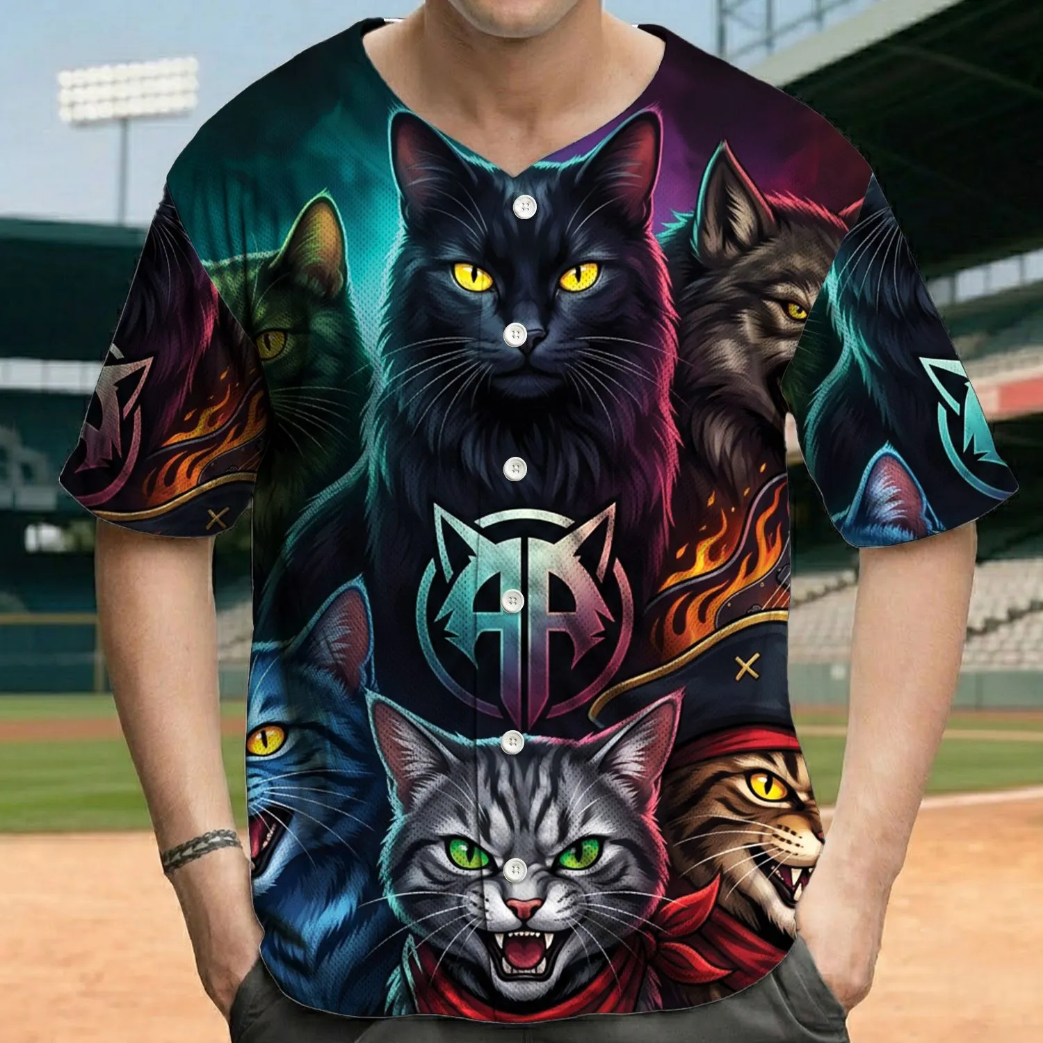 Cats Wolves Glowing Eye X5 Ranwo Emblem - Fantasy Lover Gift Baseball Jersey - 1
