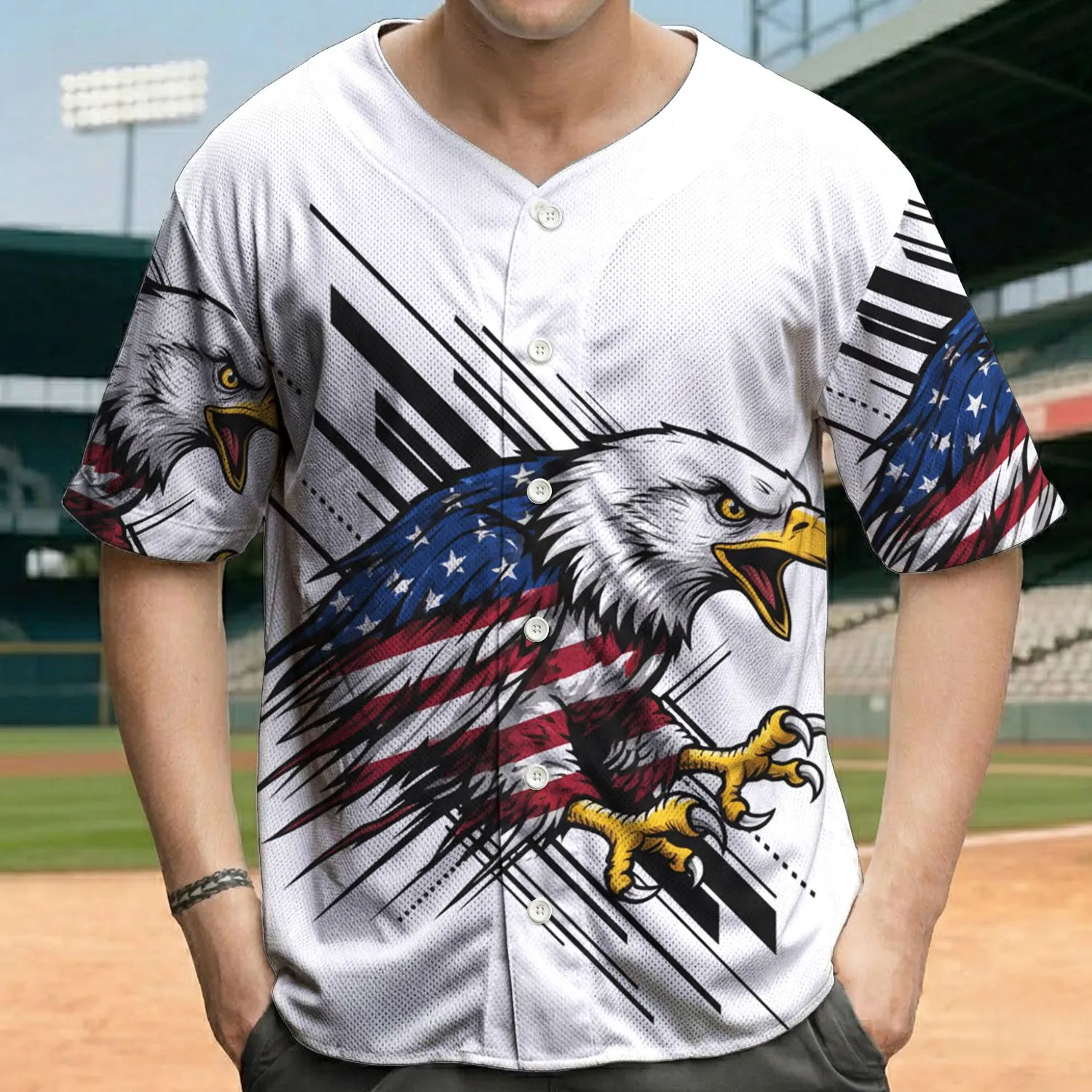 Bald Eagle American Flag - Independence Day Gift for Veterans Baseball Jersey - 1