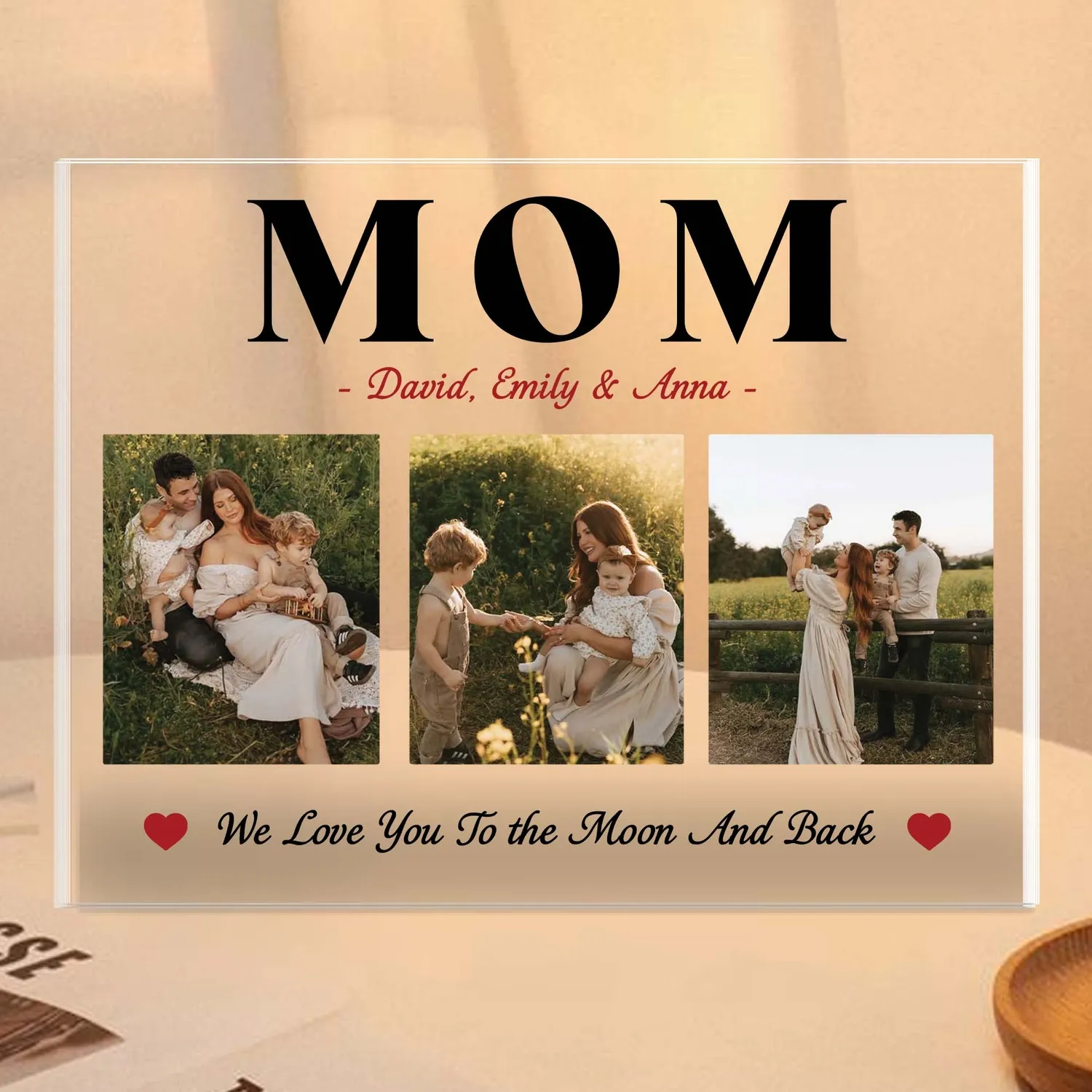 Custom Mom Photo Acrylic Plaque, Personalized Gift from Kids - 1