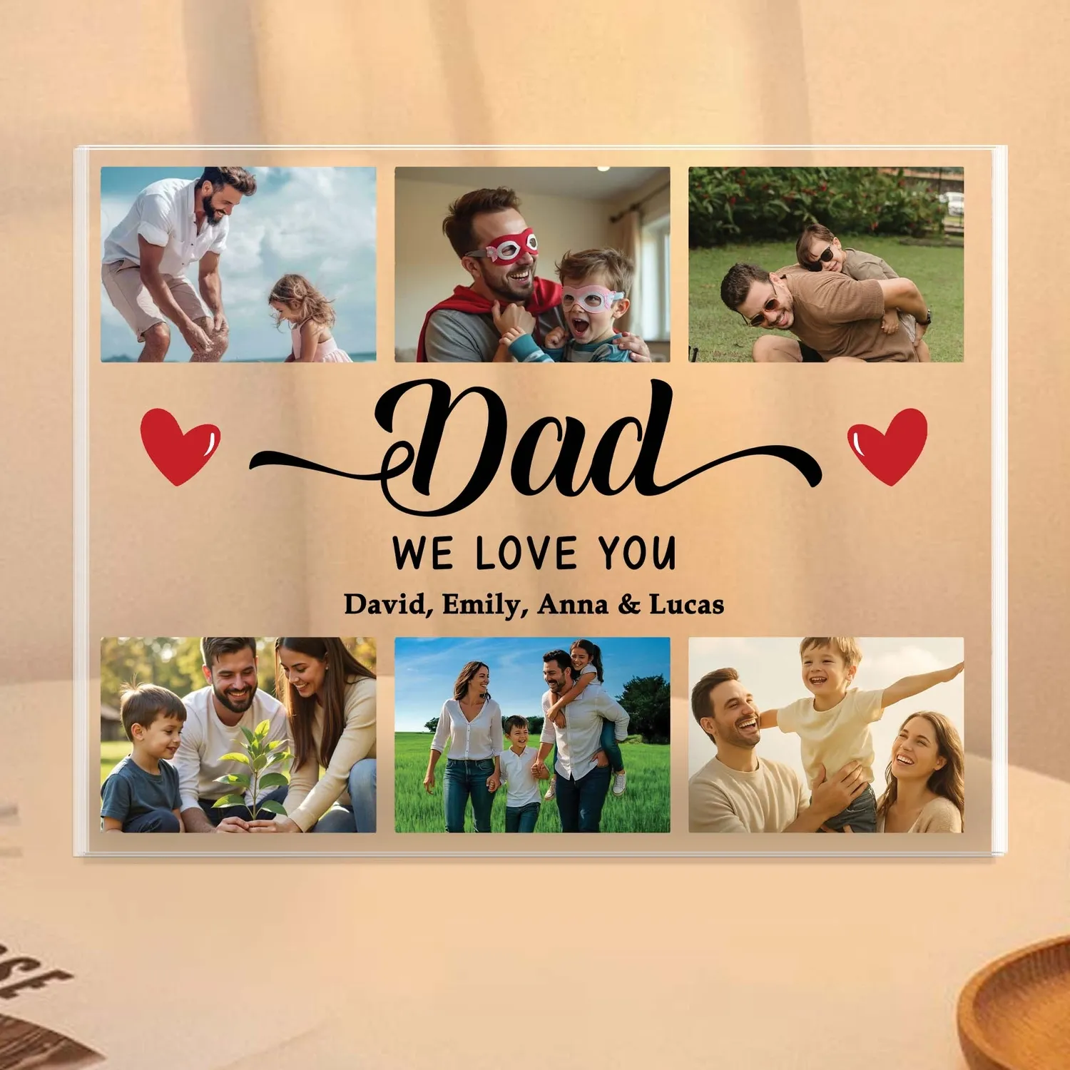 Custom Dad Photo Acrylic Plaque, Personalized Gift from Kids - 1