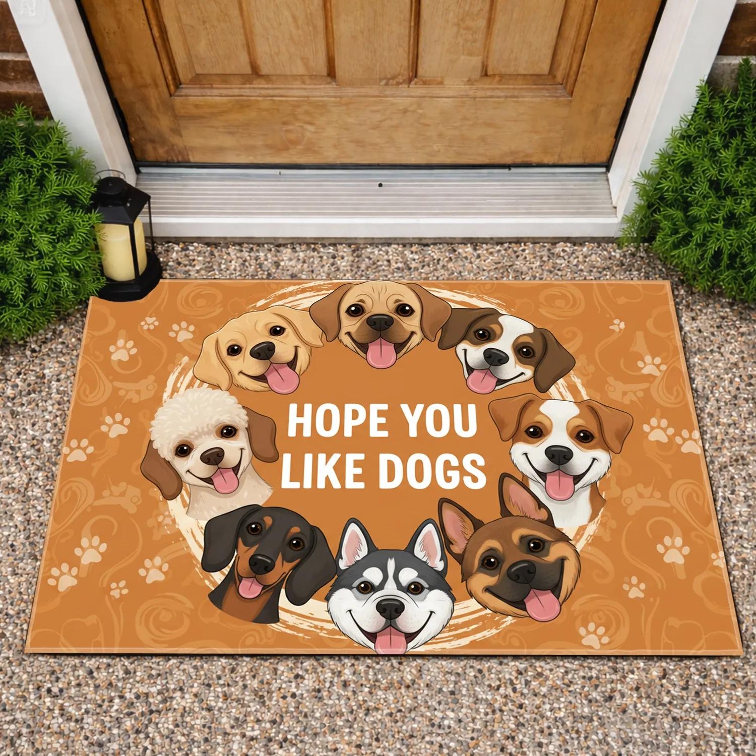 Smiling Dog Faces 'Hope You Like Dogs' - Home Decor Gift for Dog Lovers Doormat - 1