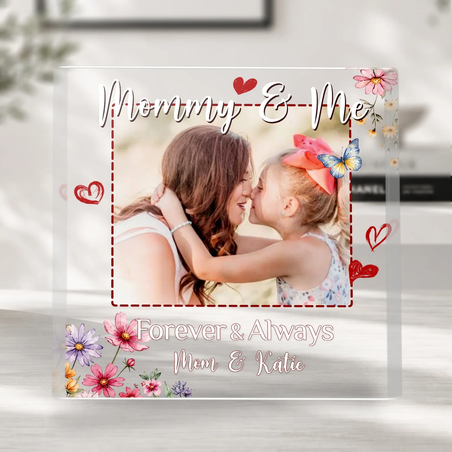 Custom Mom and Me Photo Acrylic Plaque, Personalized Keepsake Gift - 1