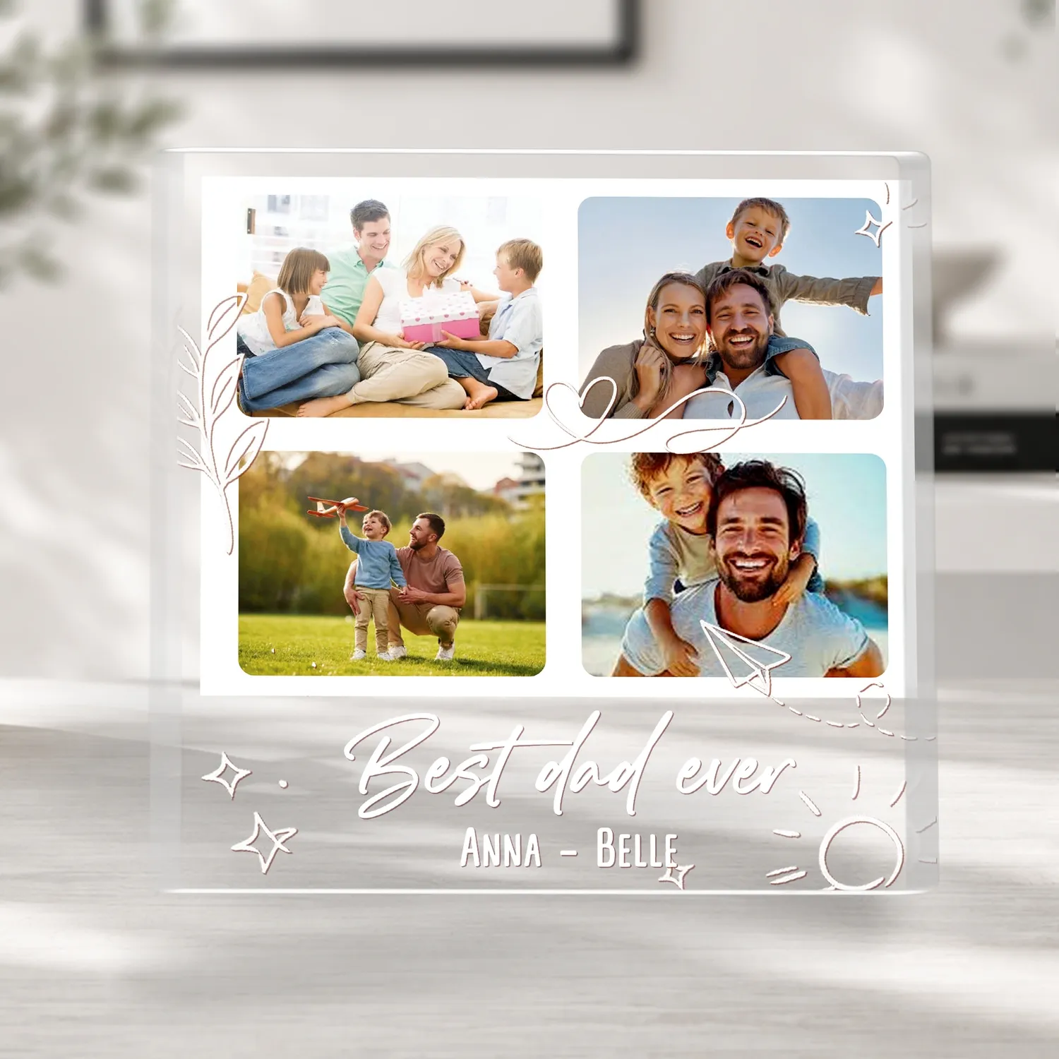 Custom Dad Photo Acrylic Plaque, Personalized Fathers Day Gift from Kids - 1