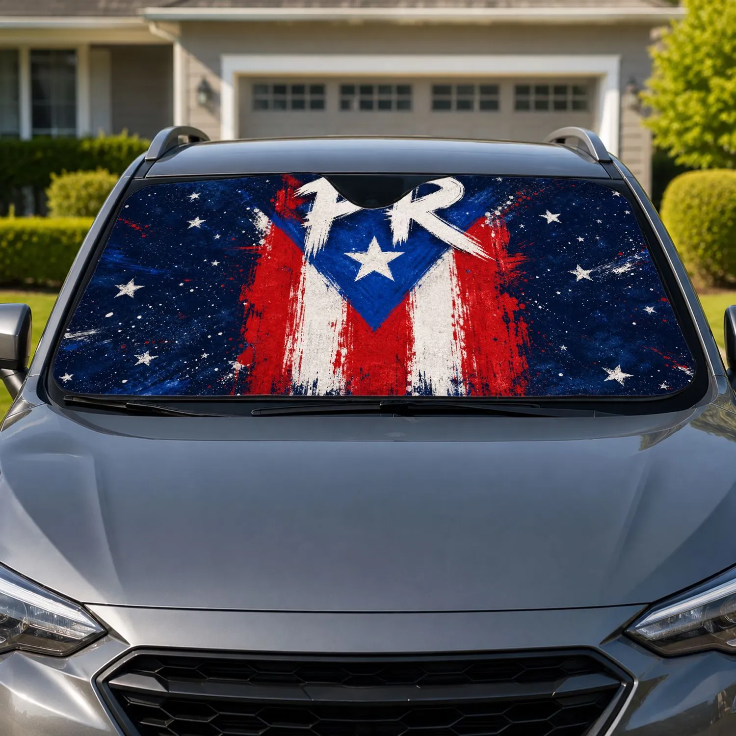 Distressed Puerto Rican Flag PR Stars For Boricua Pride And Parade Celebration Days Car Sunshade - 1