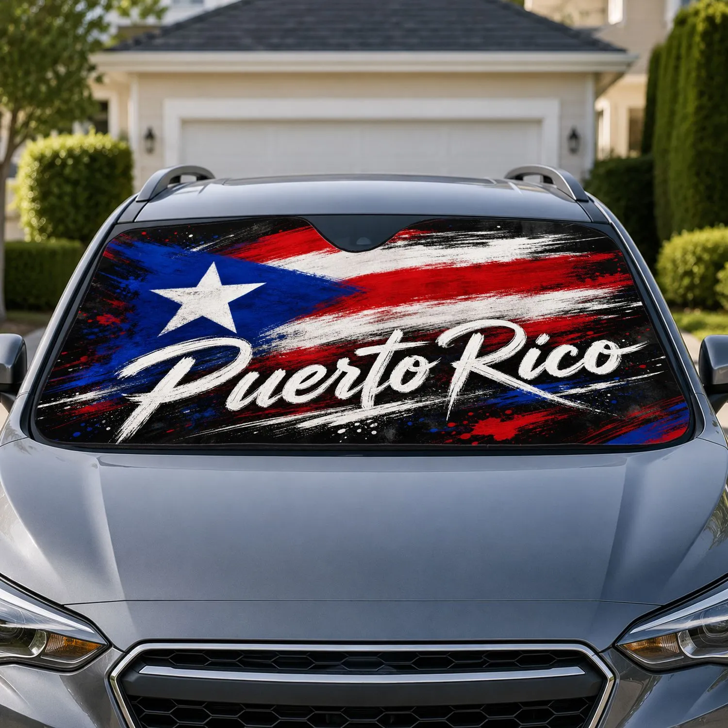 Puerto Rico Flag Brush Stroke Patriotic Decor For Boricua Pride Road Trips And Gifts Car Sunshade - 1