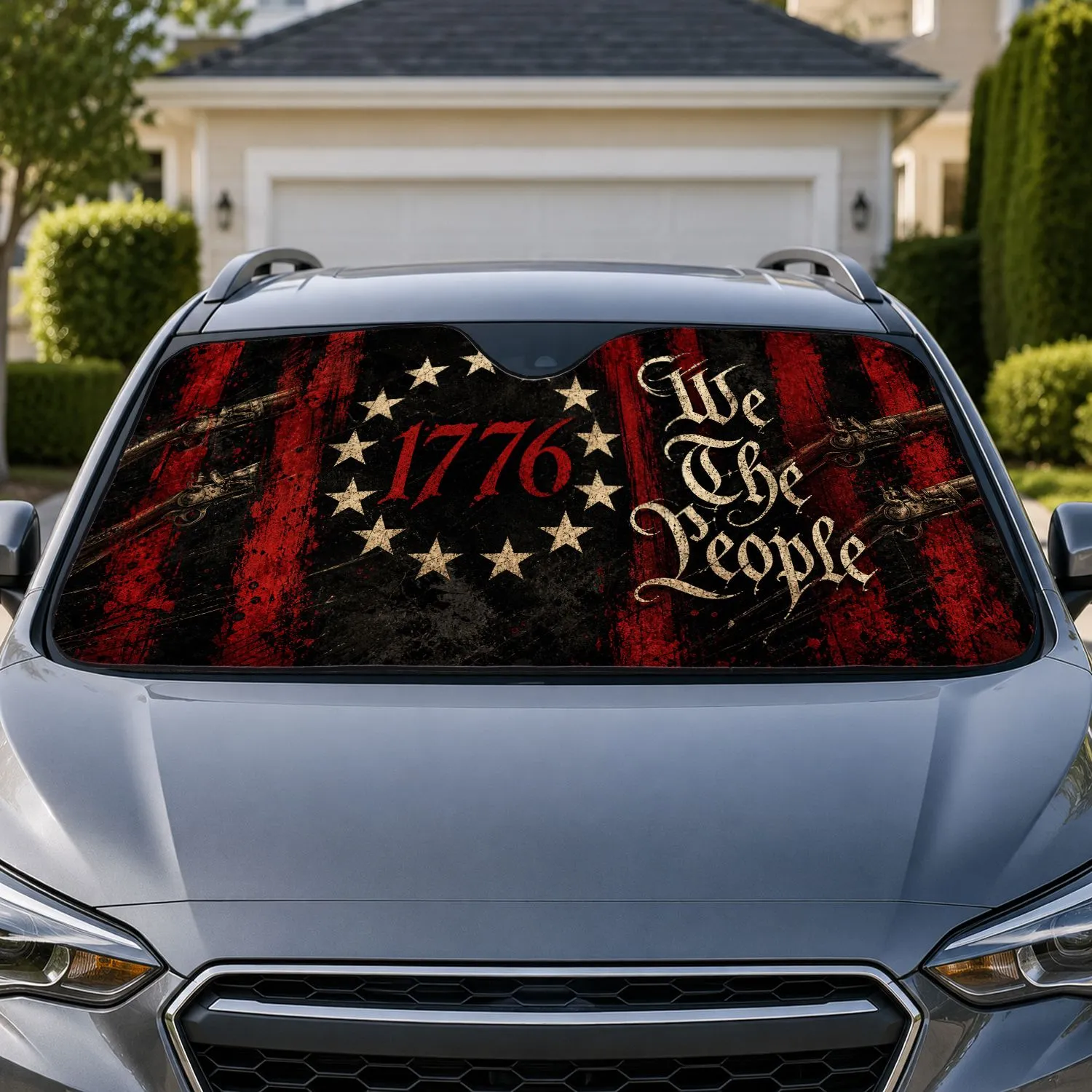 1776 We The People Patriotic Grunge Stars And Stripes For Independence Day Patriots Car Sunshade - 1