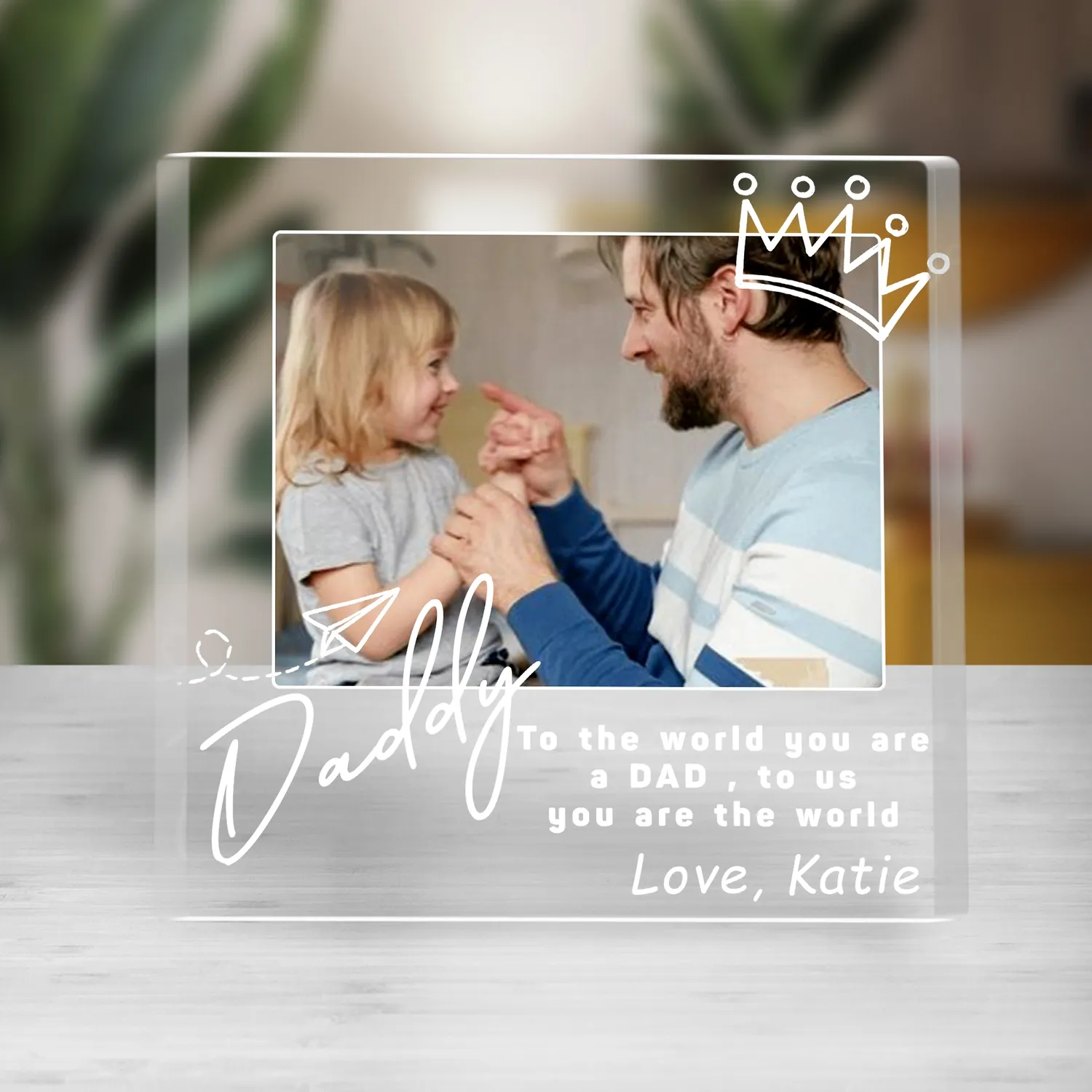Custom Dad Photo Acrylic Plaque, Personalized Fathers Day Gift from Kids - 1