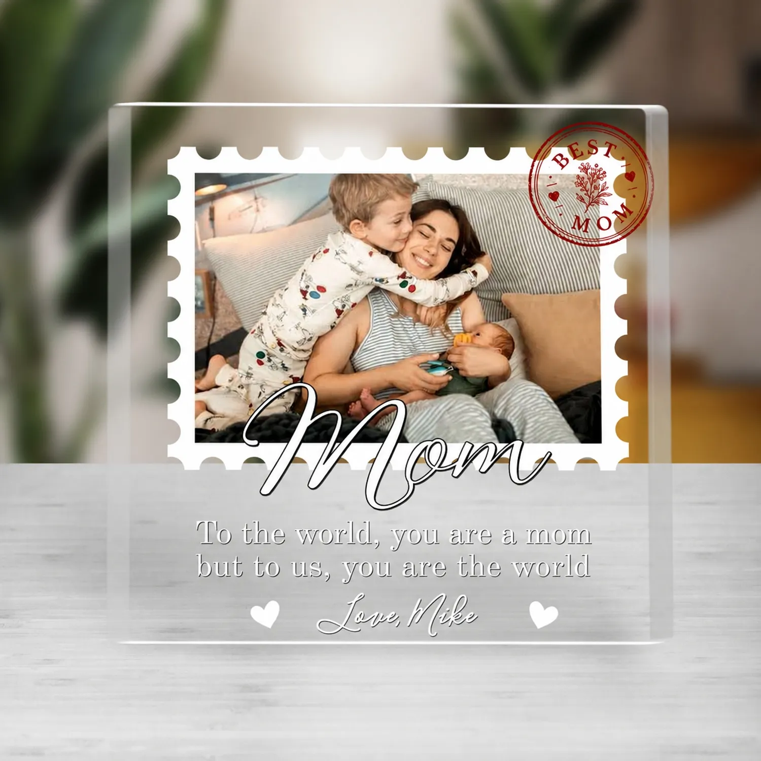 Custom Mom Photo Acrylic Plaque, Personalized Gift from Kids - 1