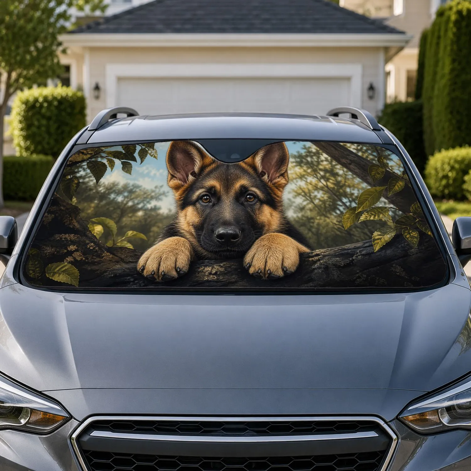 Realistic Shepherd Dog With Upright Ears For Pet Lover Road Trips And Daily Commutes Car Sunshade - 1