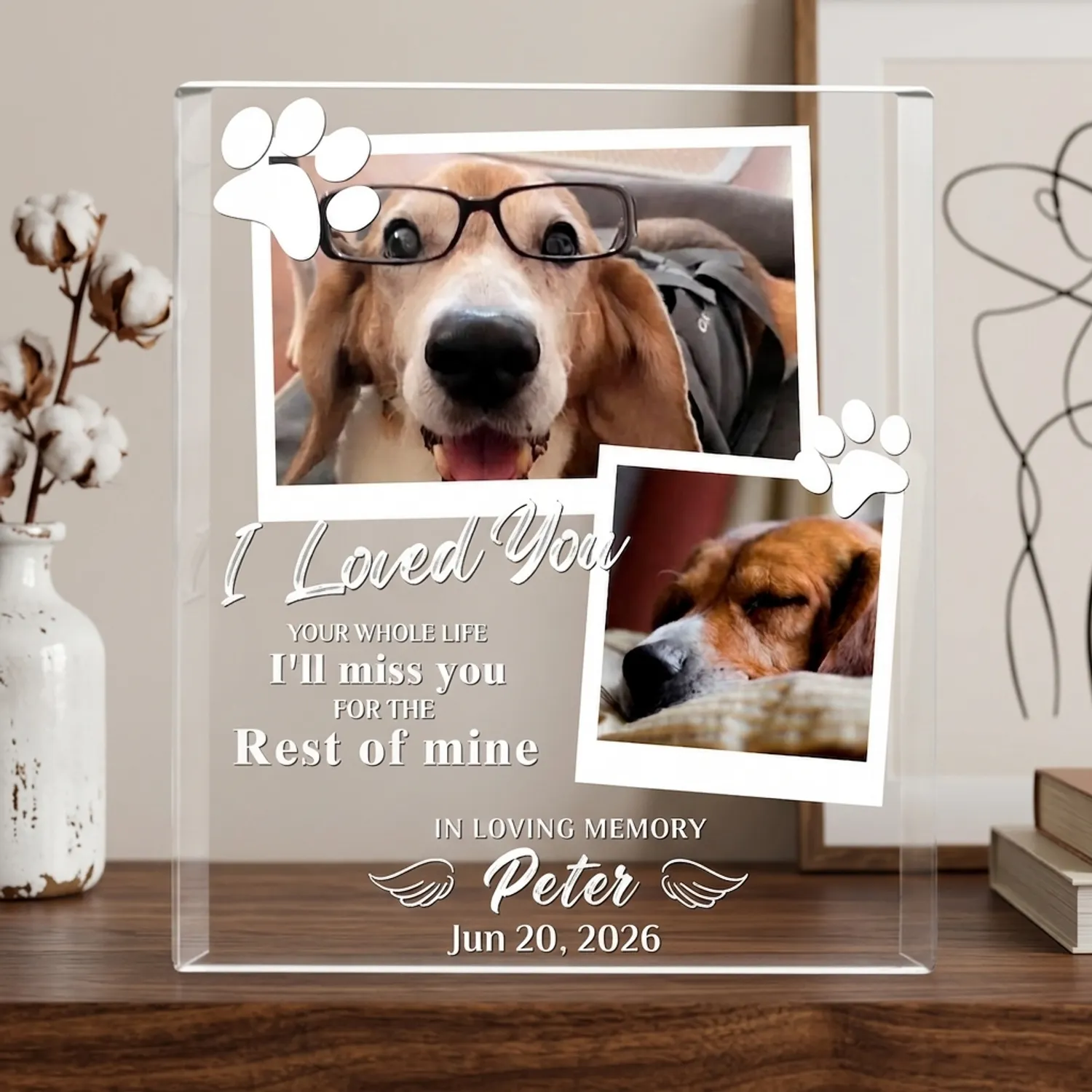 Custom Dog Memorial Acrylic Plaque, Personalized Pet Loss Sympathy Gift - 1