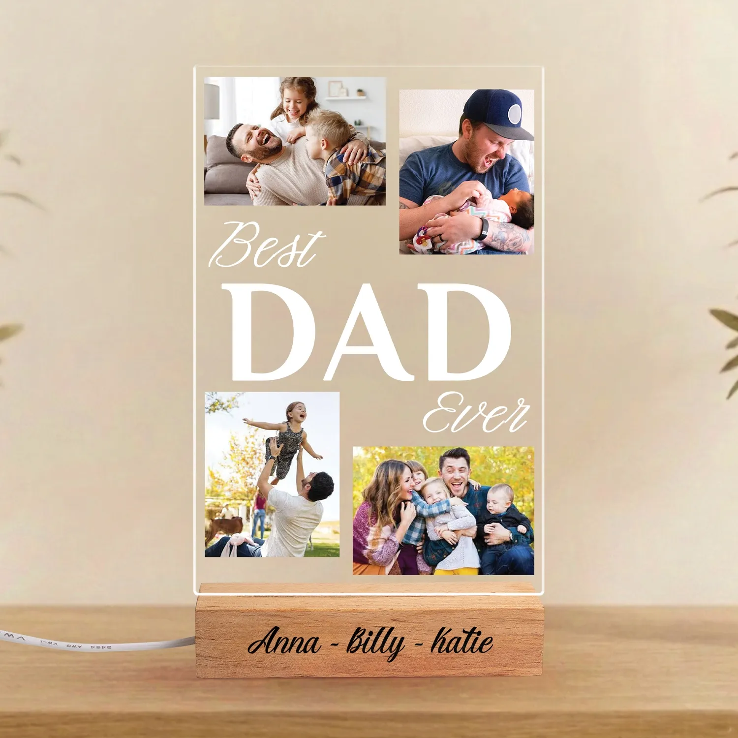 Custom Dad Photo LED Light, Personalized Fathers Day Gift from Kids - 1
