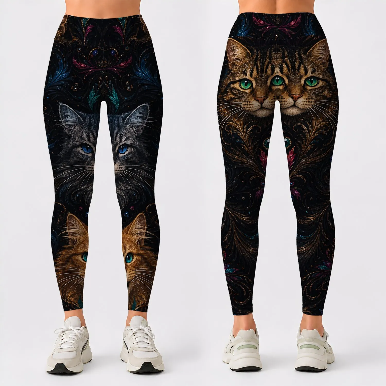 Colorful Painterly Cat Faces For Everyday Comfort And Whimsical Animal Style Lovers Leggings - 1