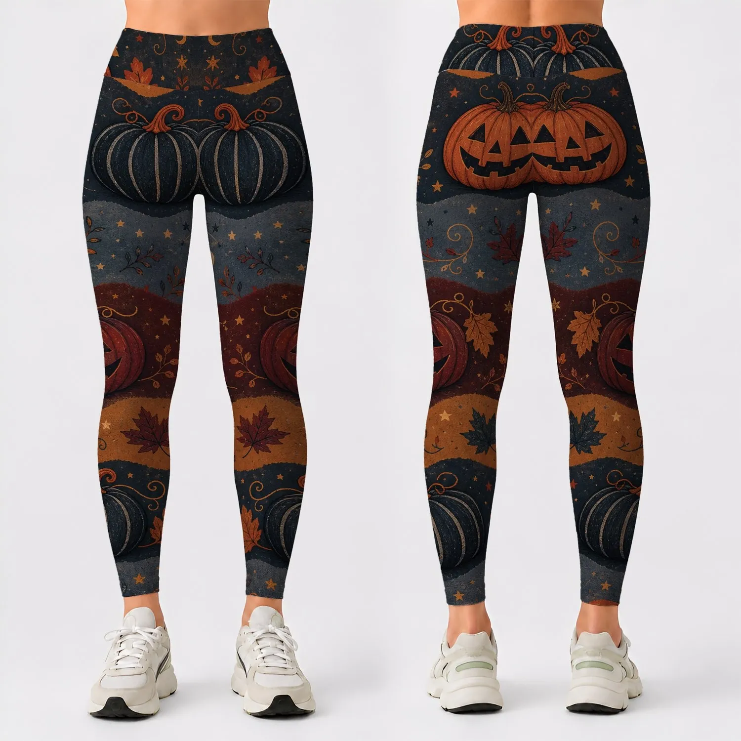 Vintage Halloween Pumpkins And Jack O Lanterns For Autumn Parties And Everyday Wear Leggings - 1