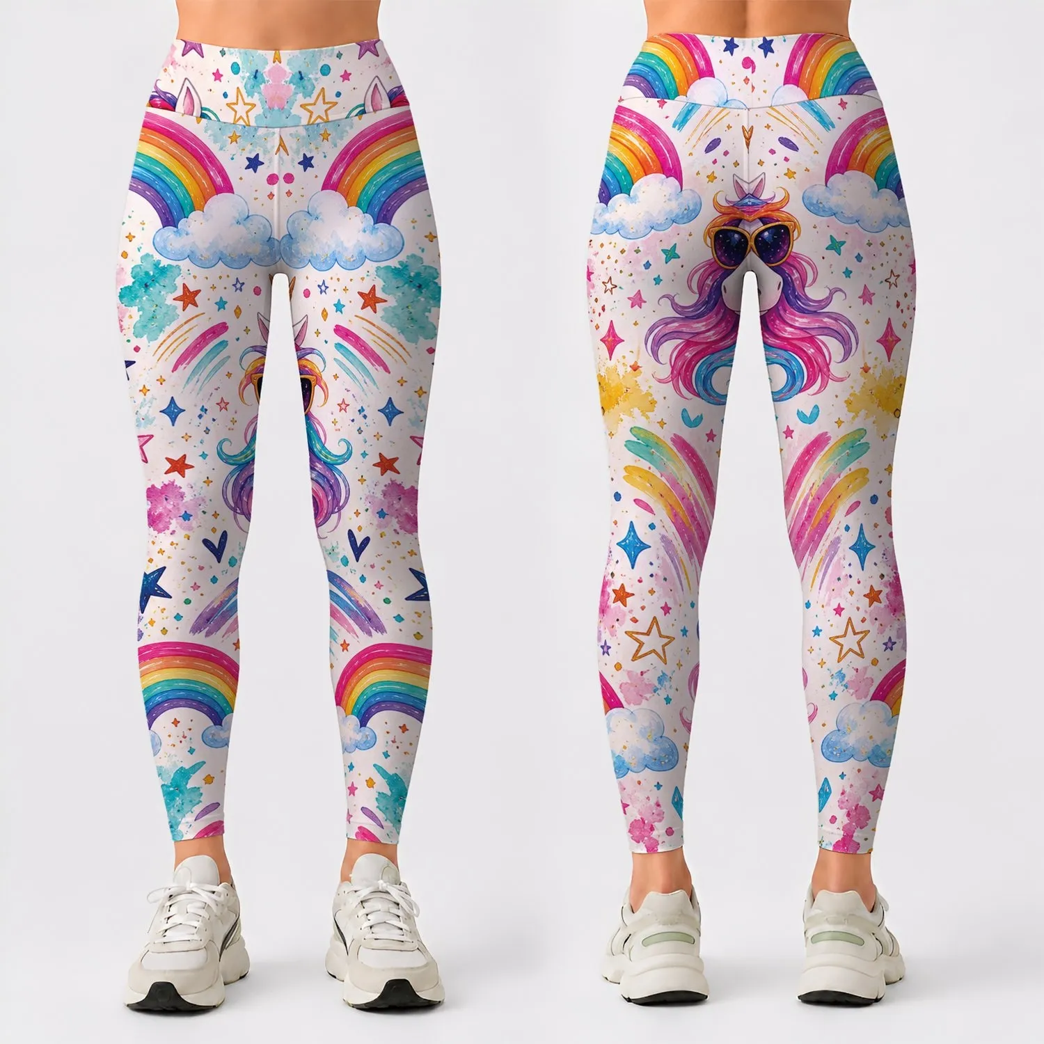 Rainbow Unicorn Sunglasses Fantasy for Festivals, Yoga, and Colorful Everyday Style Leggings - 1